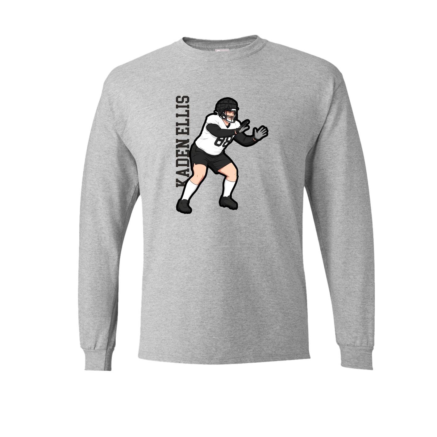 Long Sleeve Tee — Name Vertical in Grey