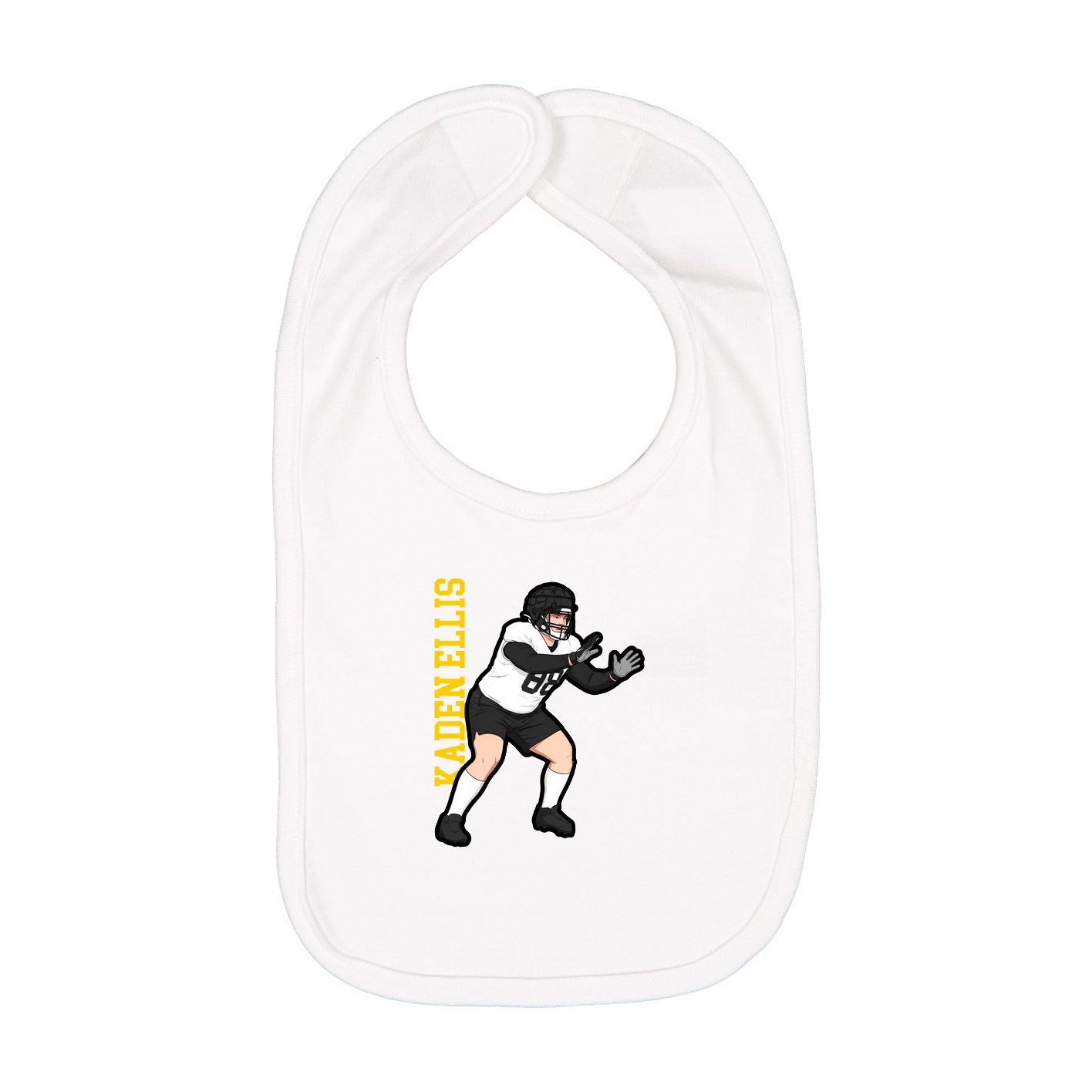 Infant Bib — Name Vertical in White