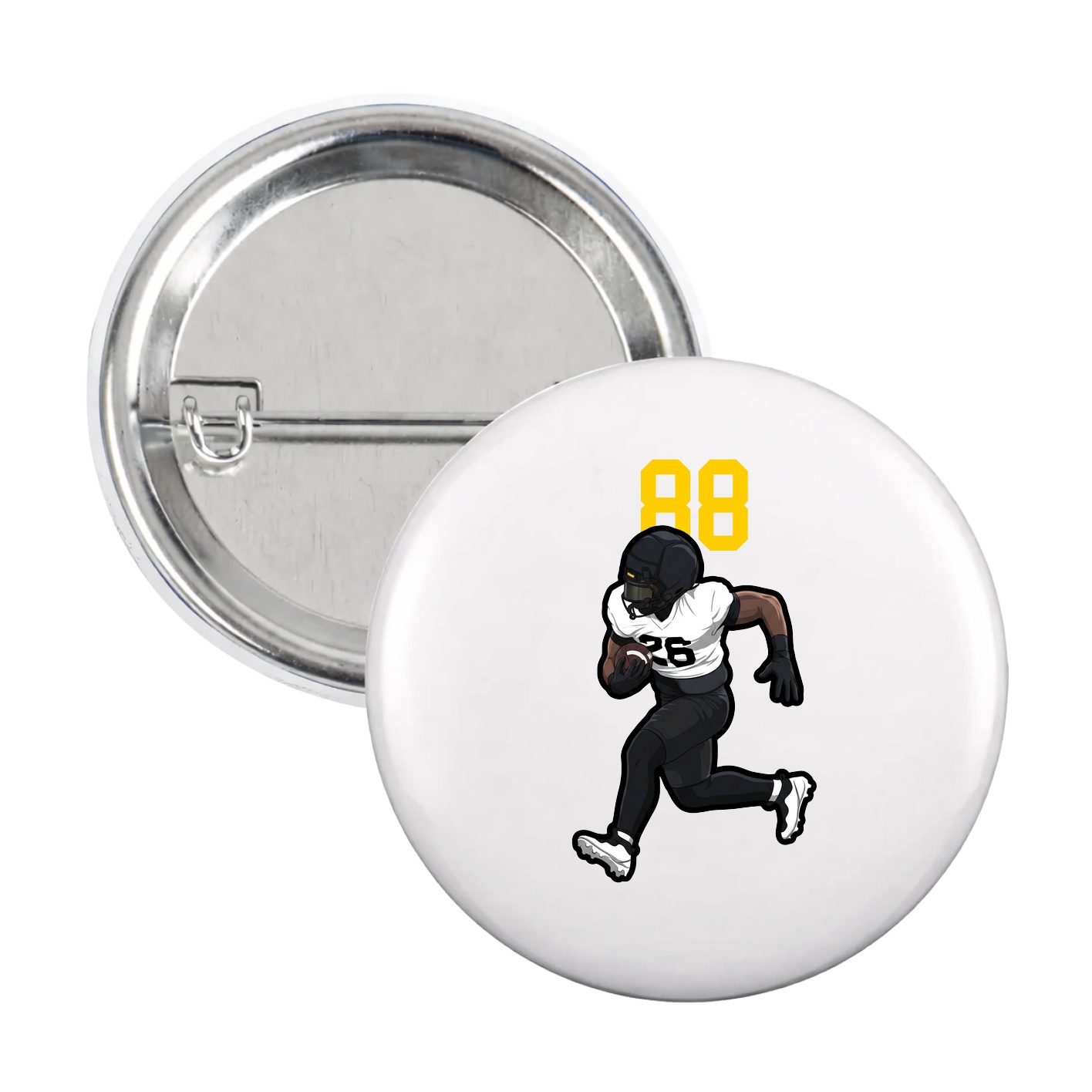 Game Day Button — Number Top in White