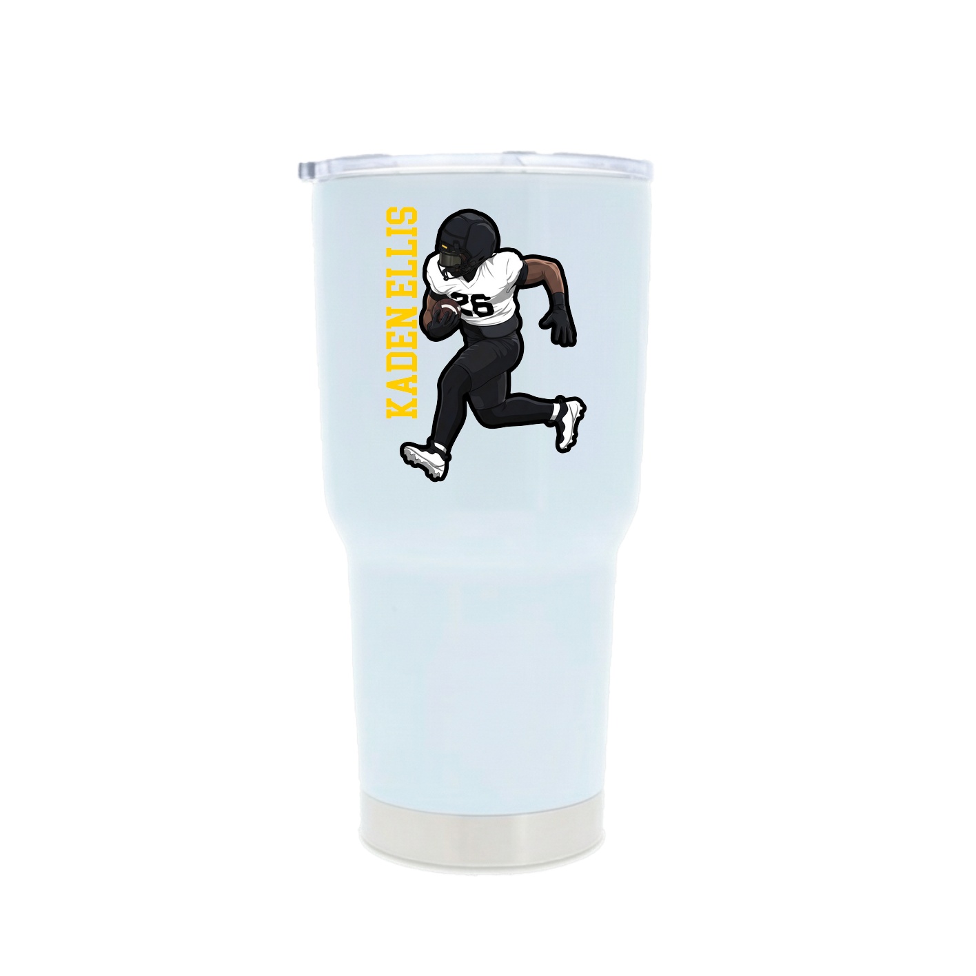 30oz Stainless Steel Tumbler — Name Vertical in White