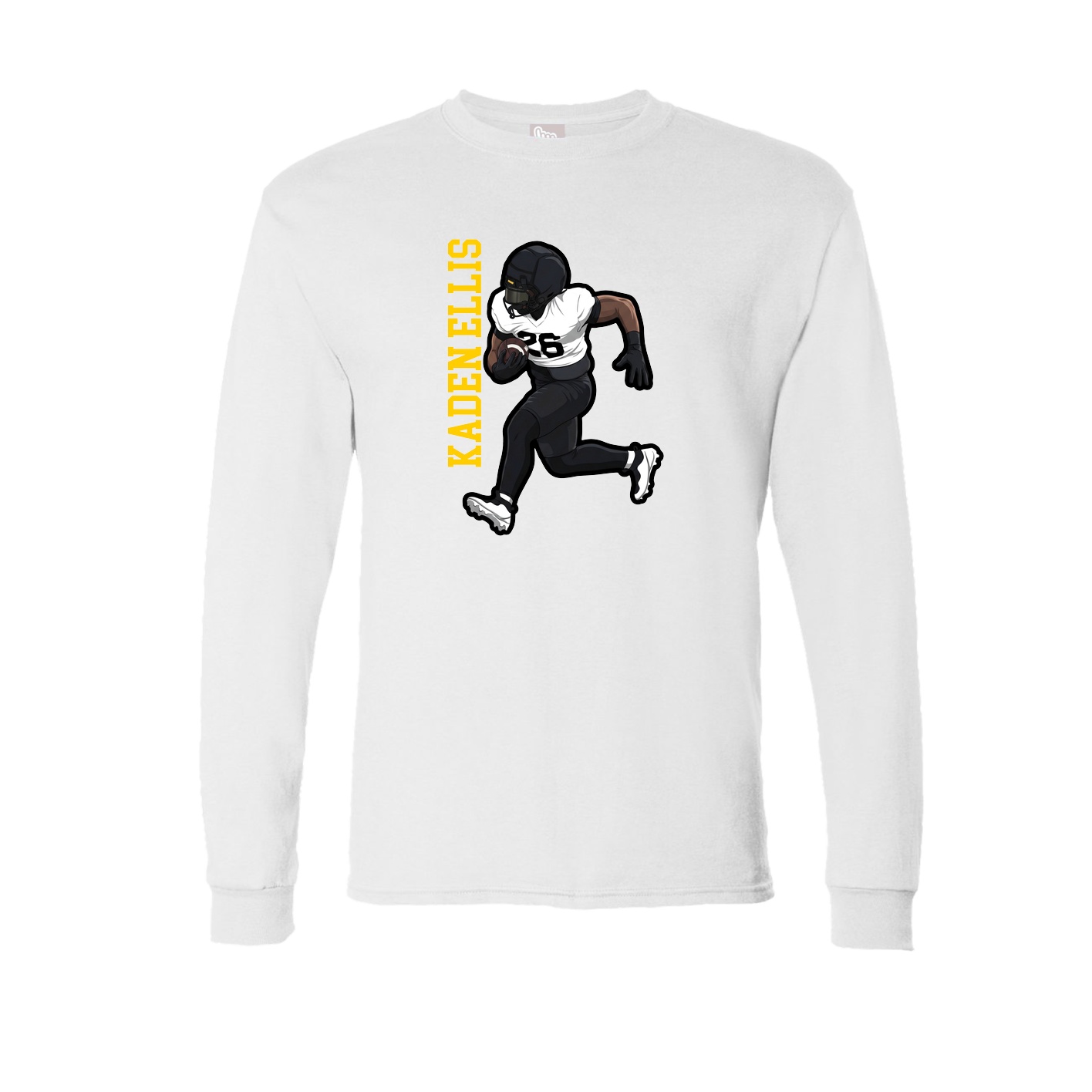 Long Sleeve Tee — Name Vertical in White