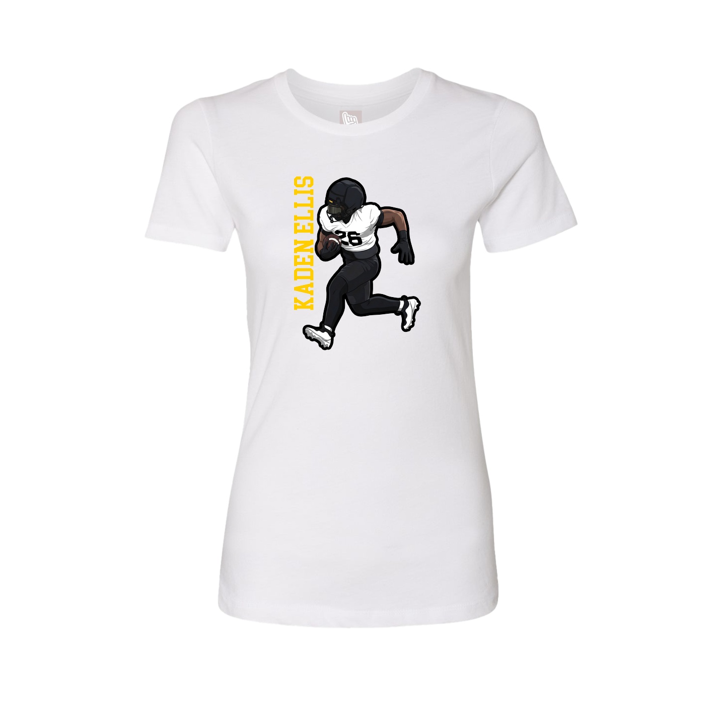 Fitted Women's Tee — Name Vertical in White