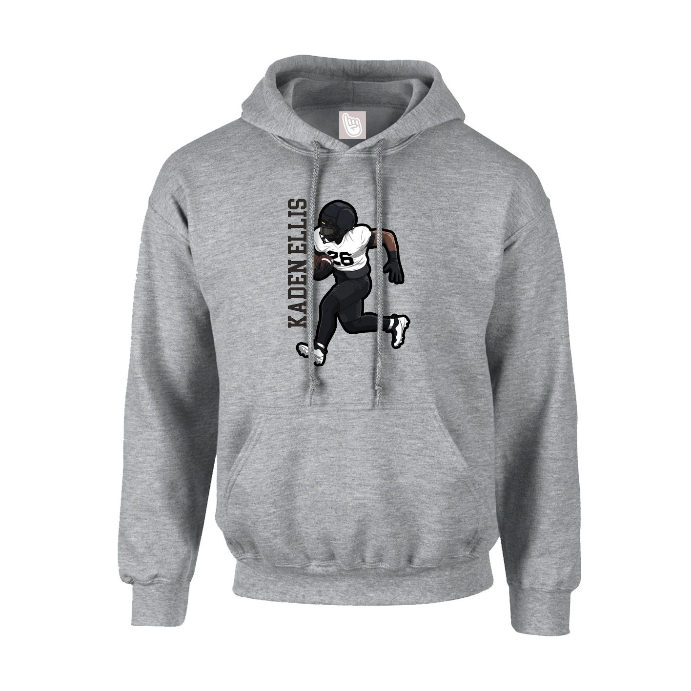 Youth Hoodie — Name Vertical in Grey