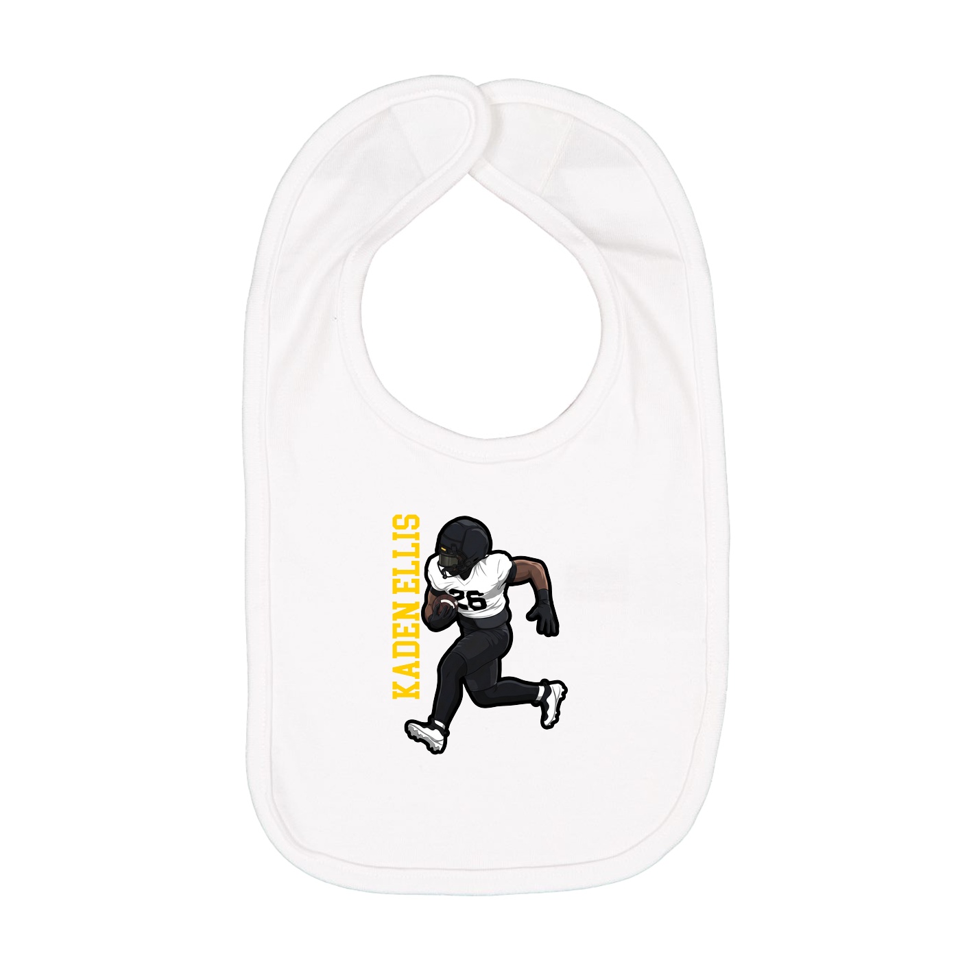 Infant Bib — Name Vertical in White
