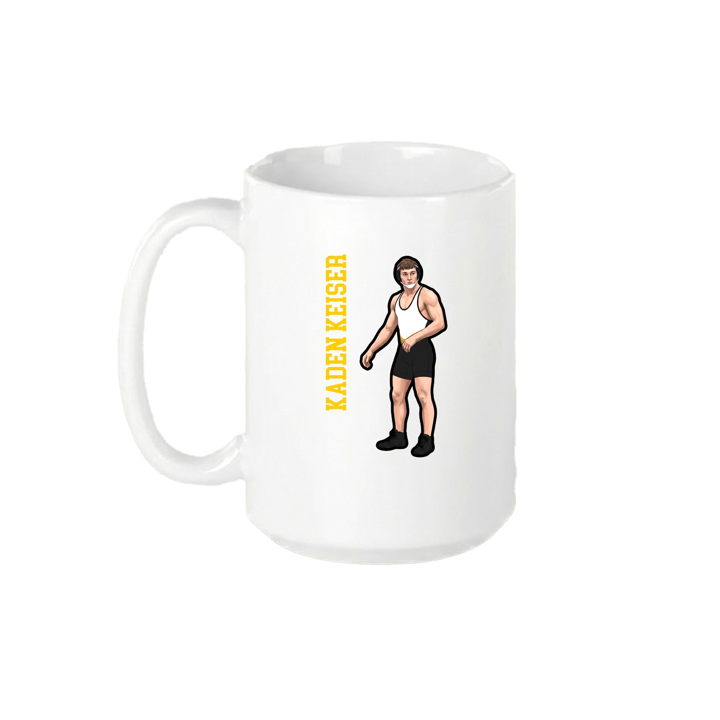 15oz Coffee Mug — Name Vertical in White