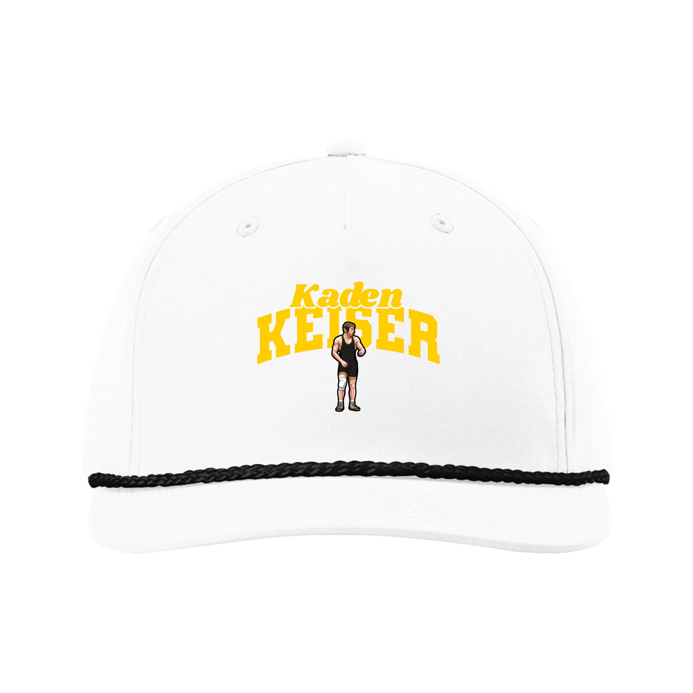 Five-Panel Classic Rope Cap — Signature Arch in White