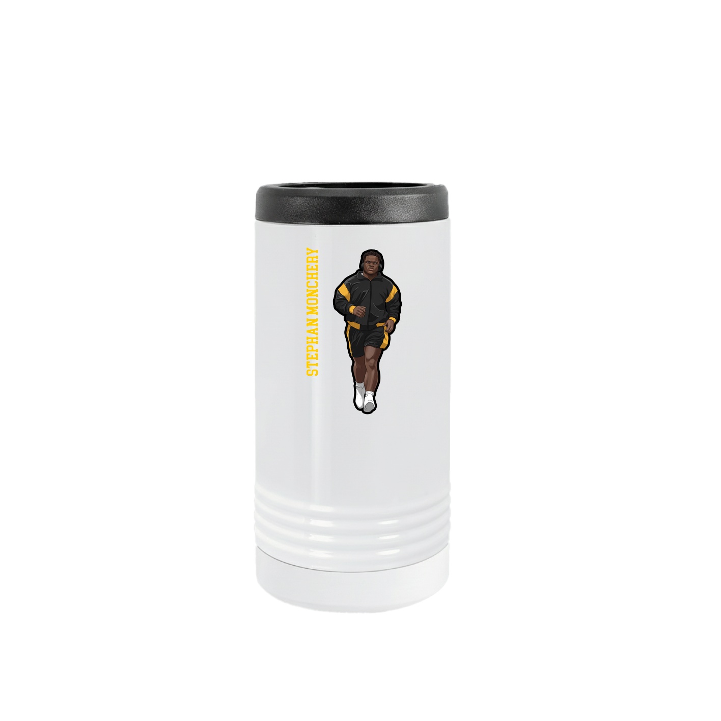 Slim Beverage Holder — Name Vertical in White