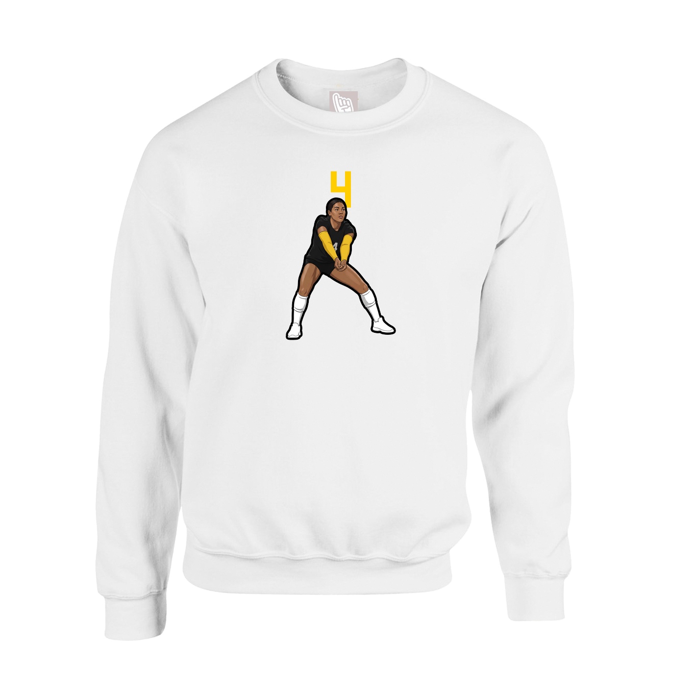 Fleece Crew — Number Top in White