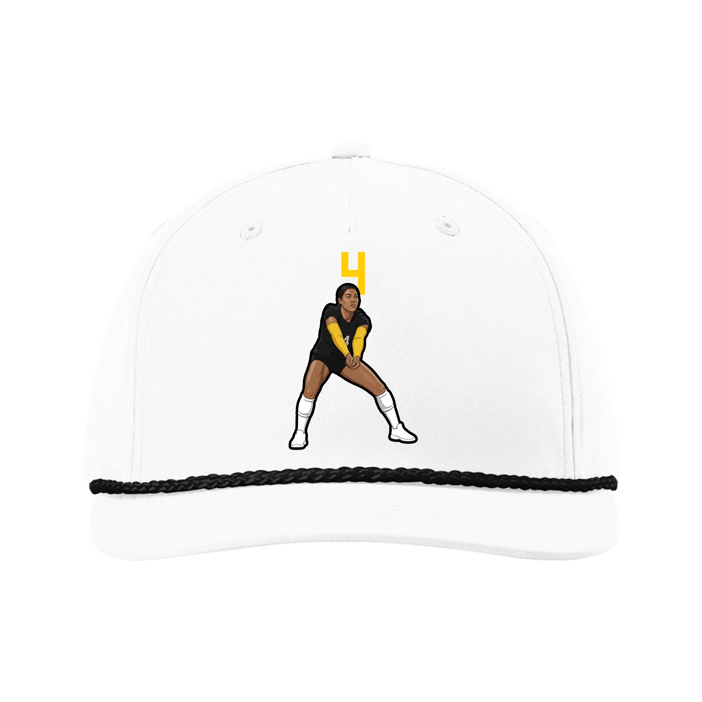 Five-Panel Classic Rope Cap — Number Top in White