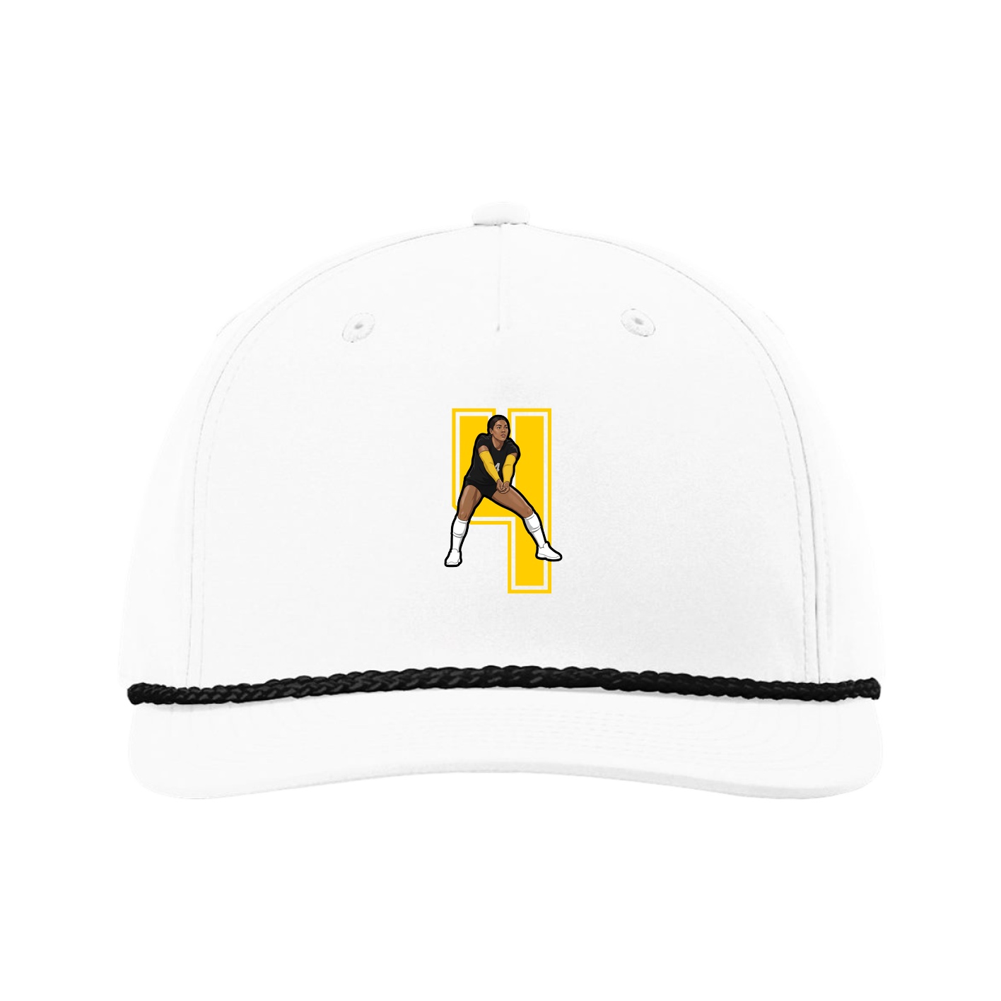 Five-Panel Classic Rope Cap — Number in White