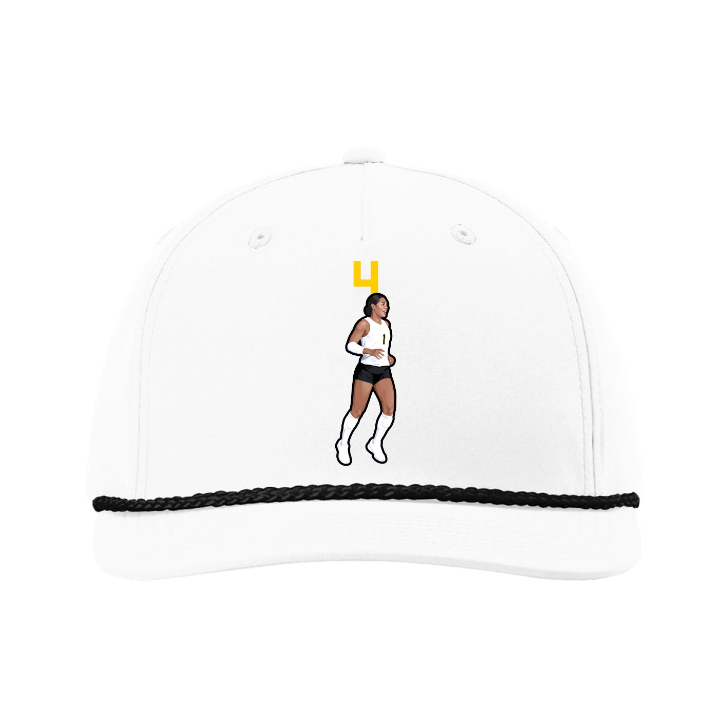 Five-Panel Classic Rope Cap — Number Top in White