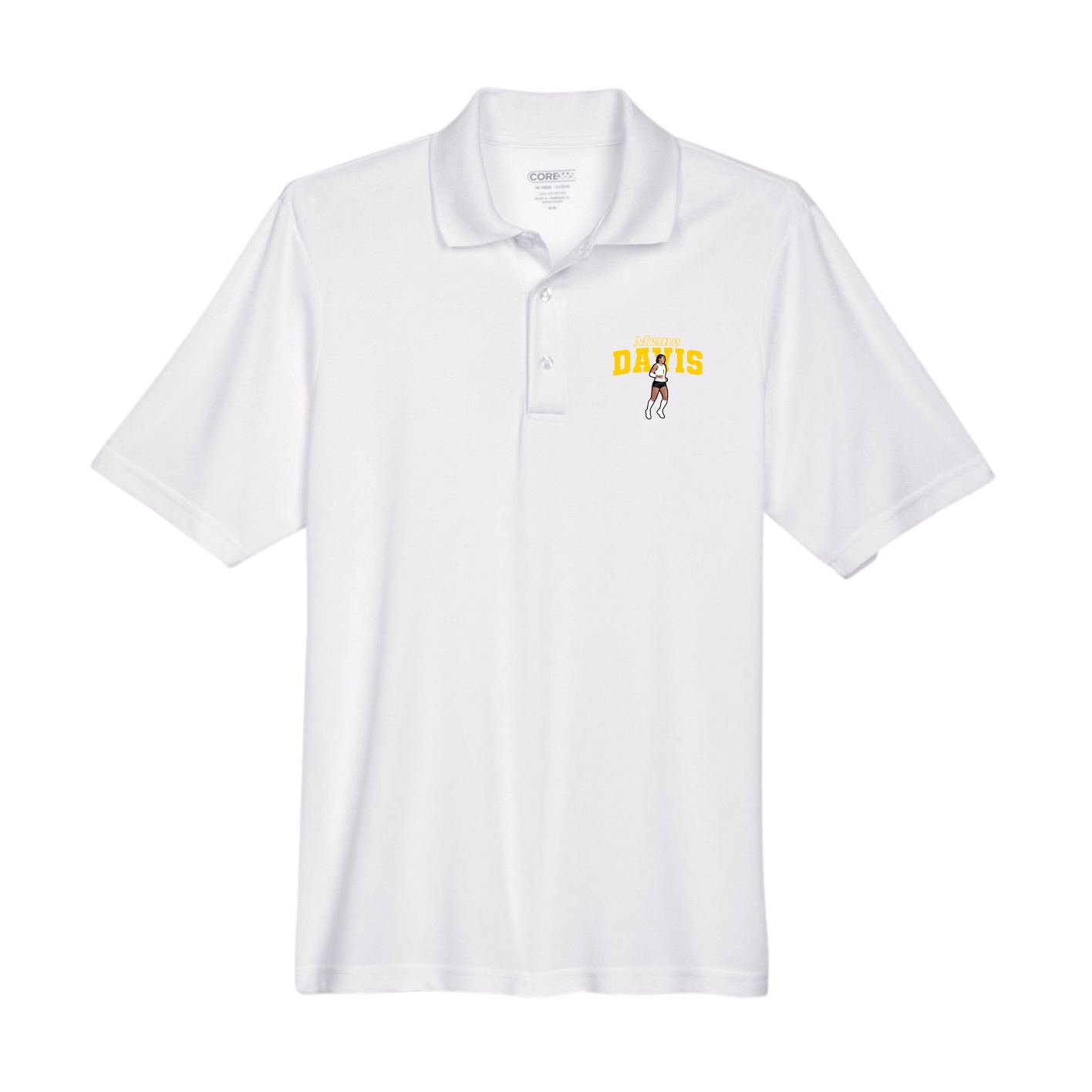 Performance Polo — Name Arch in White