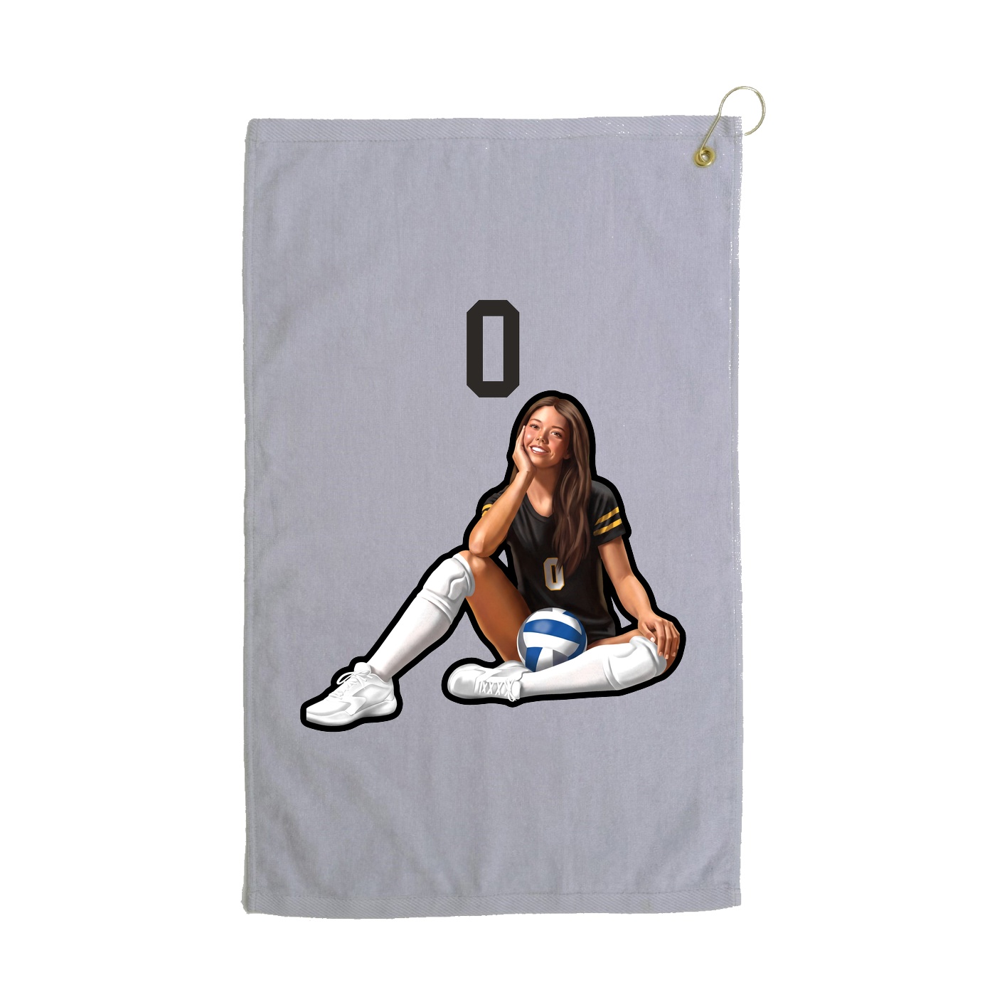 Golf Towel — Number Top in Grey