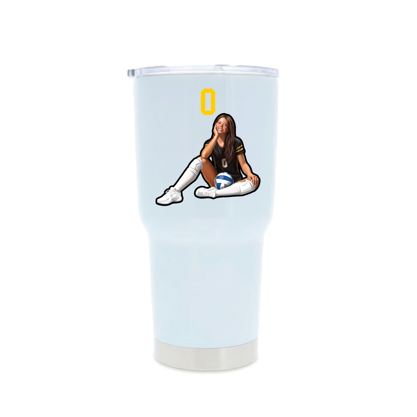 30oz Stainless Steel Tumbler — Number Top in White