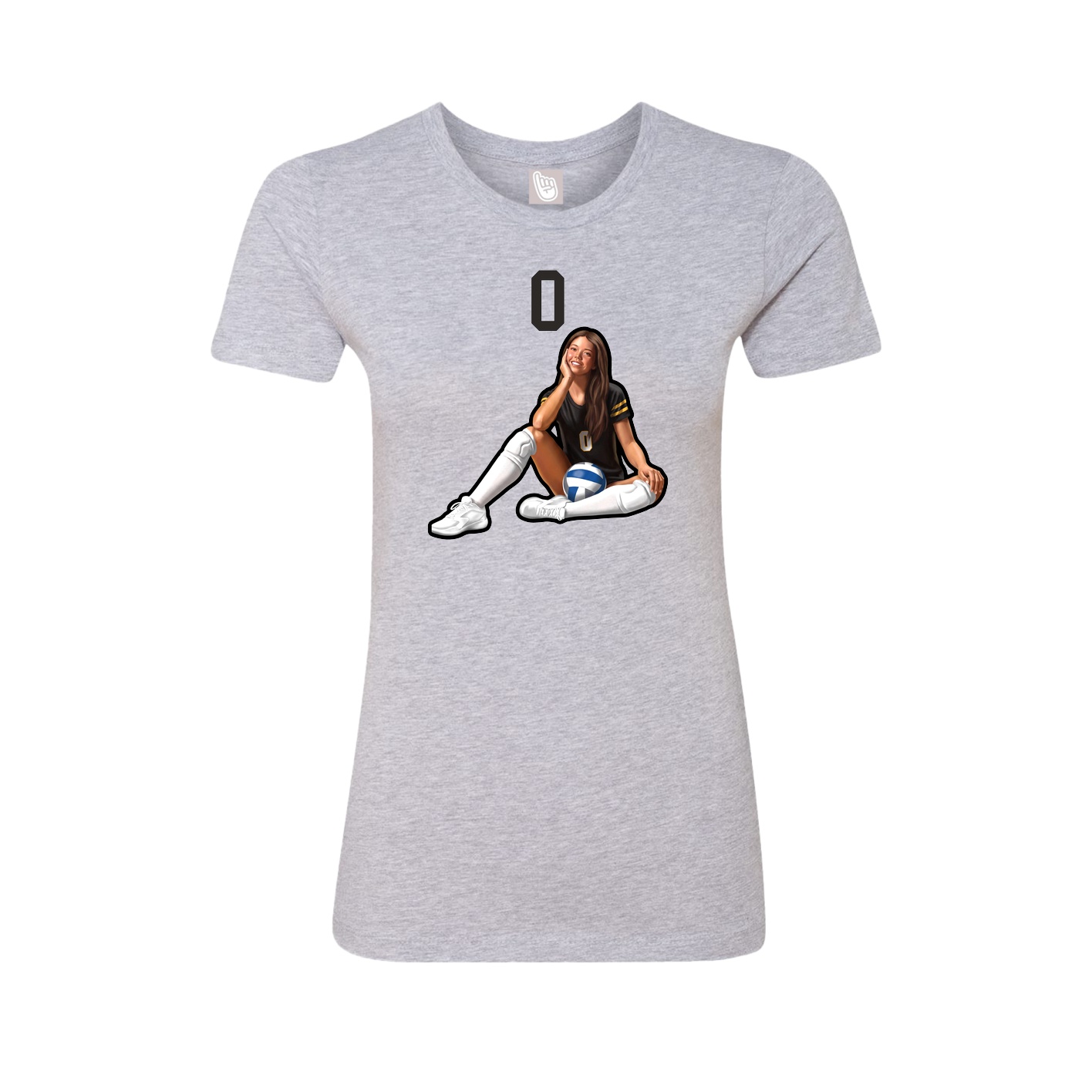 Fitted Women's Tee — Number Top in Grey