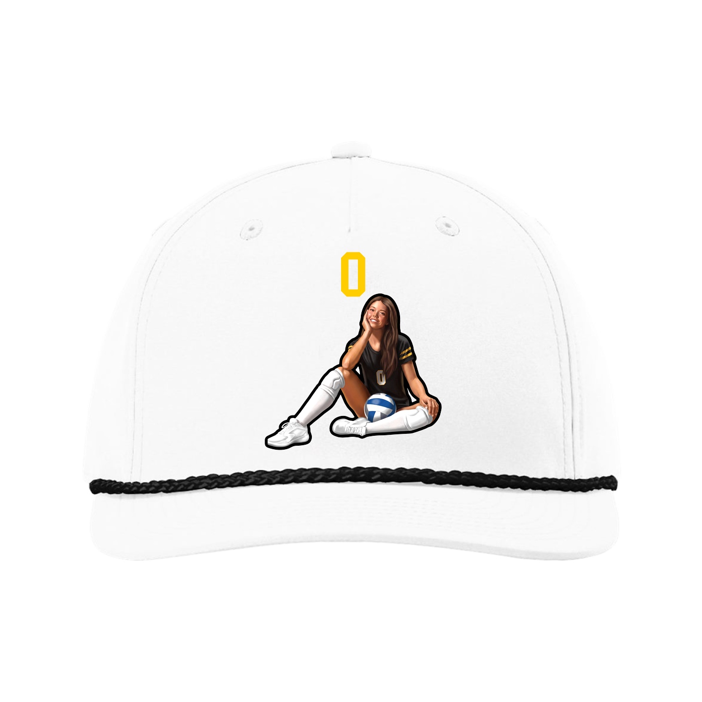 Five-Panel Classic Rope Cap — Number Top in White