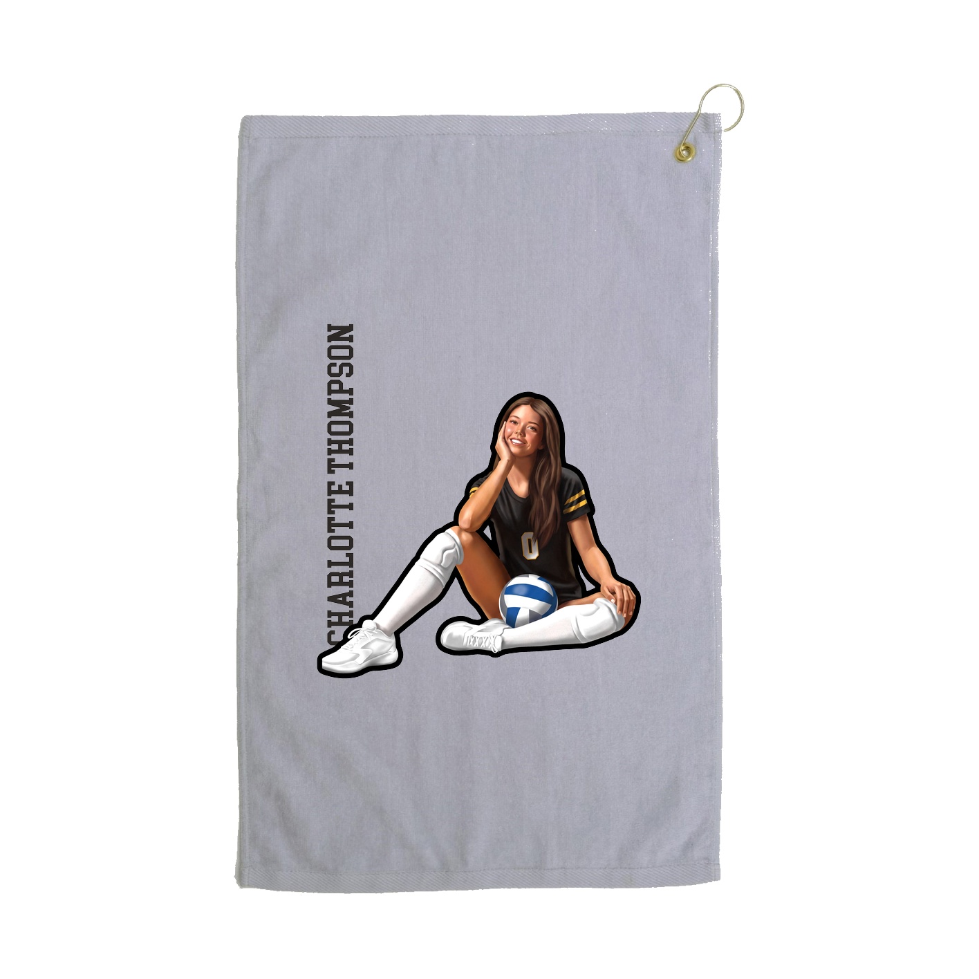 Golf Towel — Name Vertical in Grey