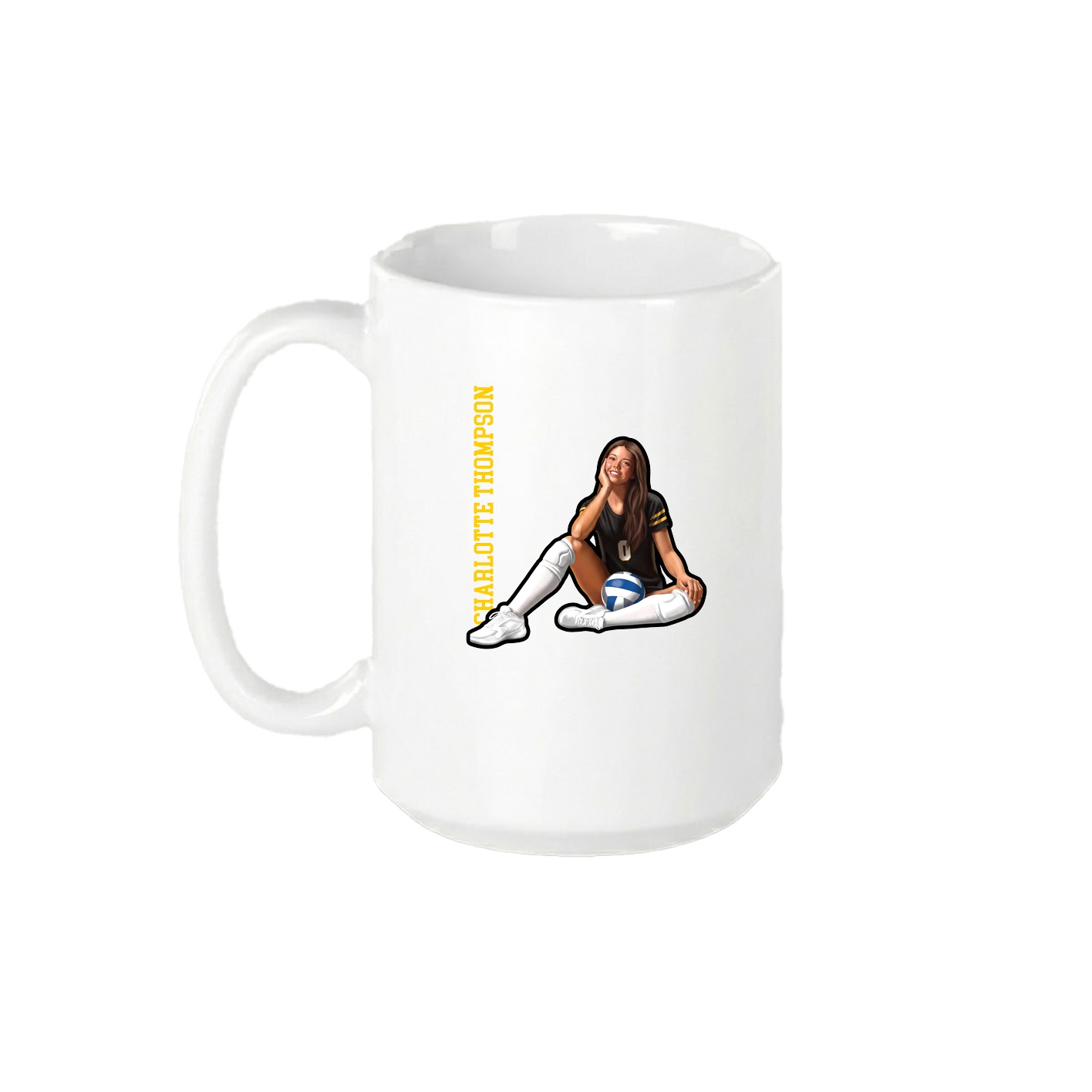 15oz Coffee Mug — Name Vertical in White