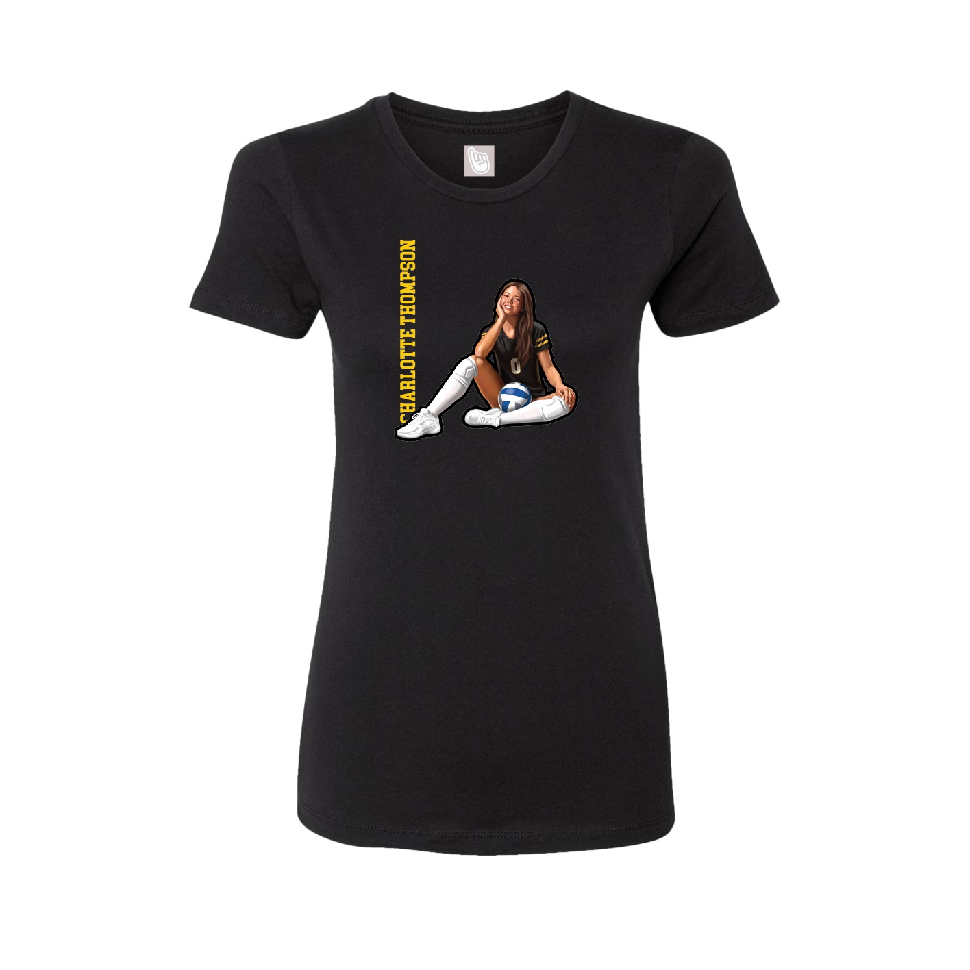 Fitted Women's Tee — Name Vertical in Black