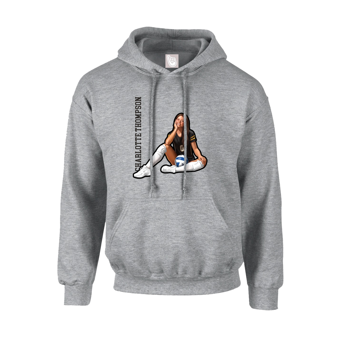 Youth Hoodie — Name Vertical in Grey