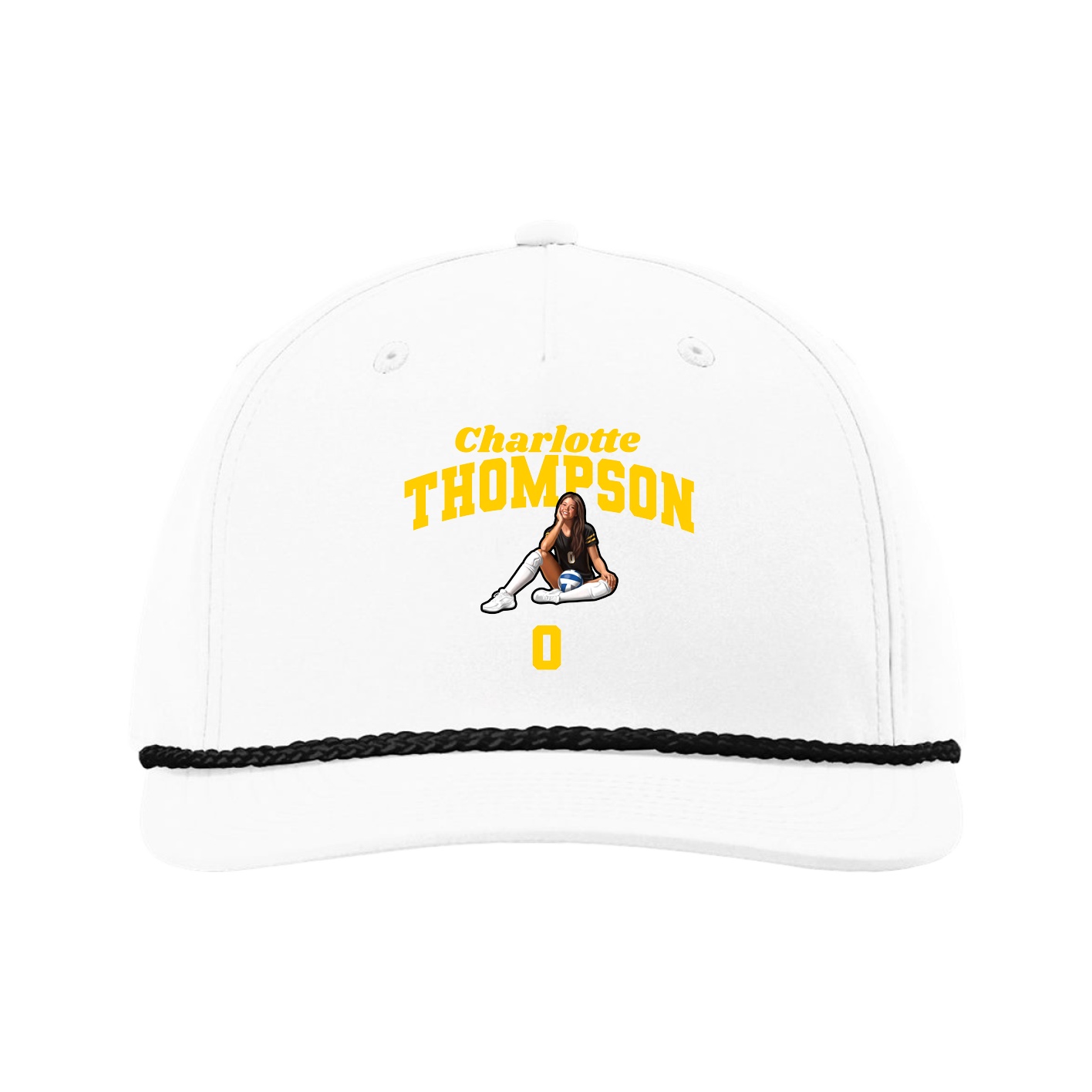 Five-Panel Classic Rope Cap — Signature Arch in White