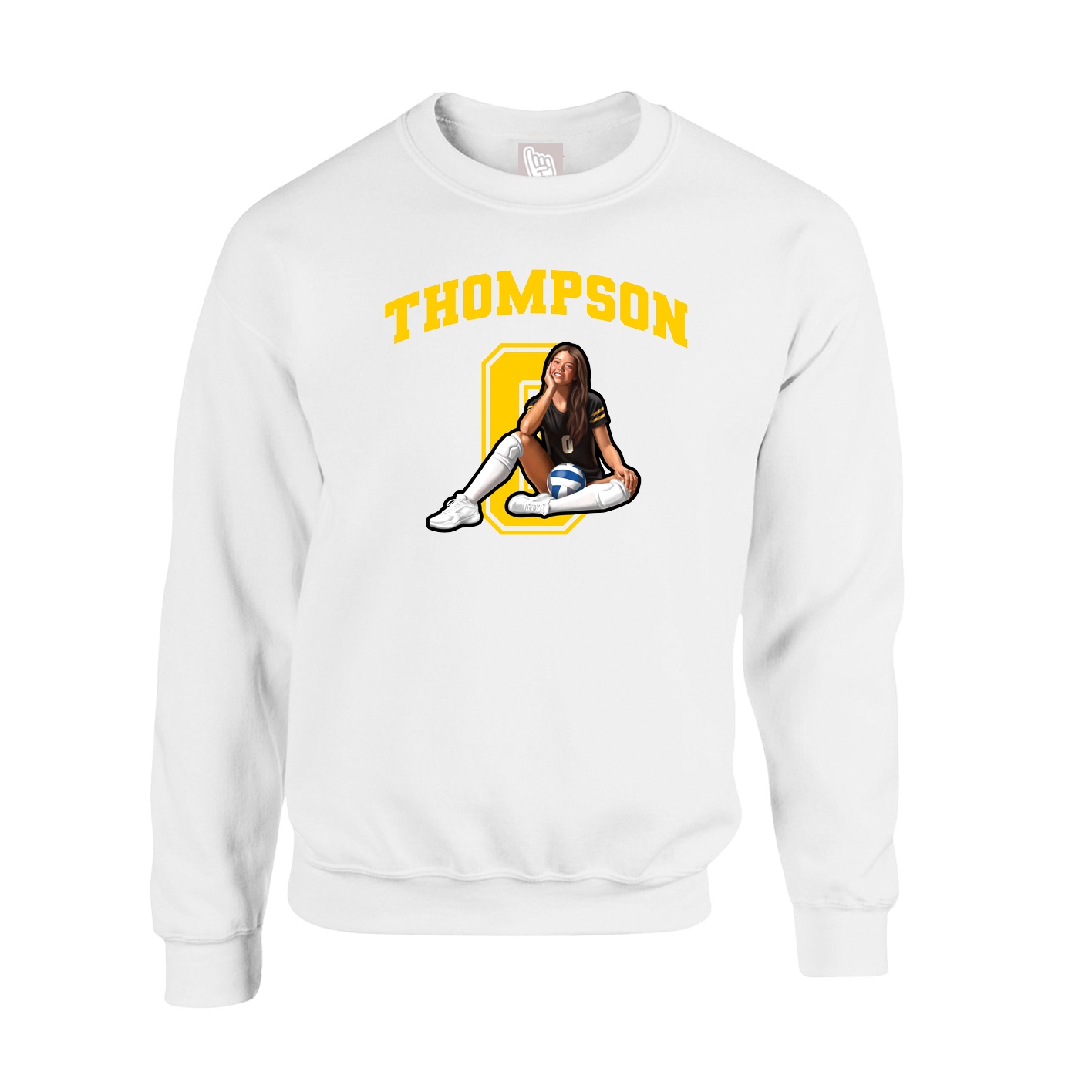 Fleece Crew — Number in White