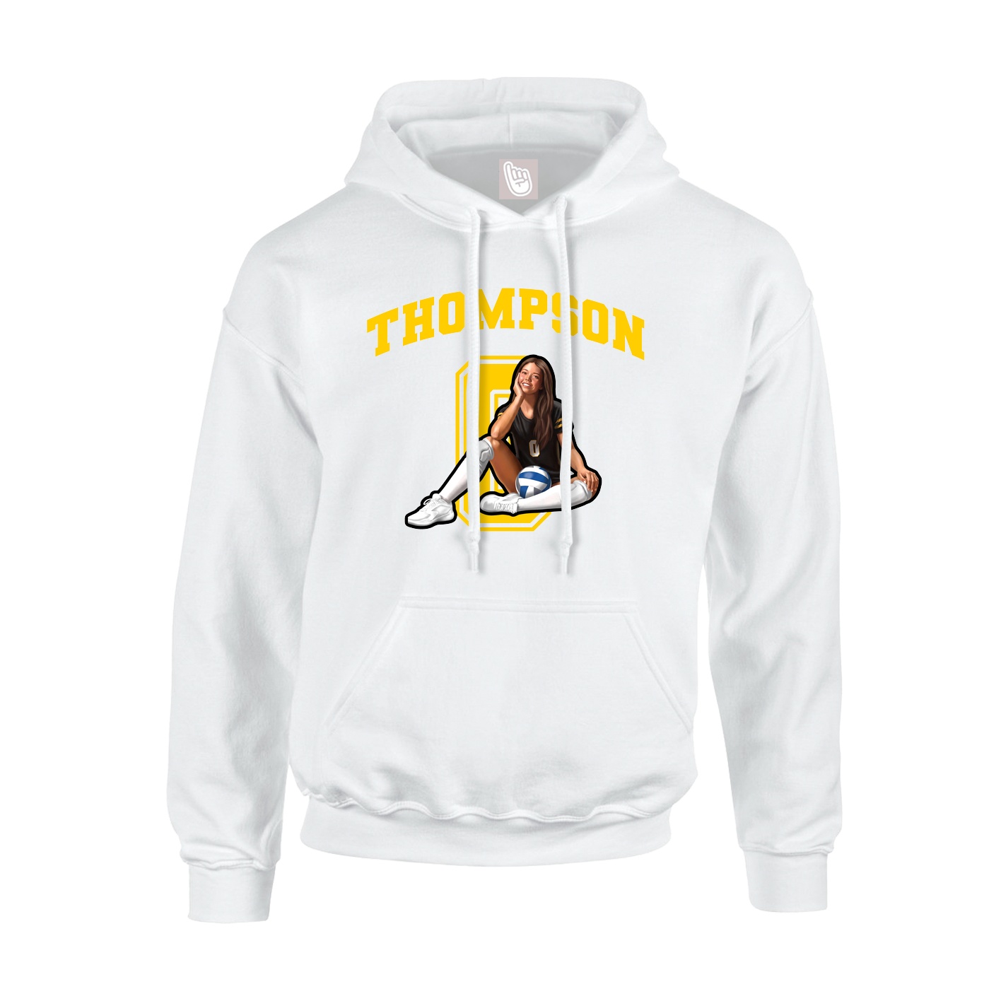 Youth Hoodie — Number in White