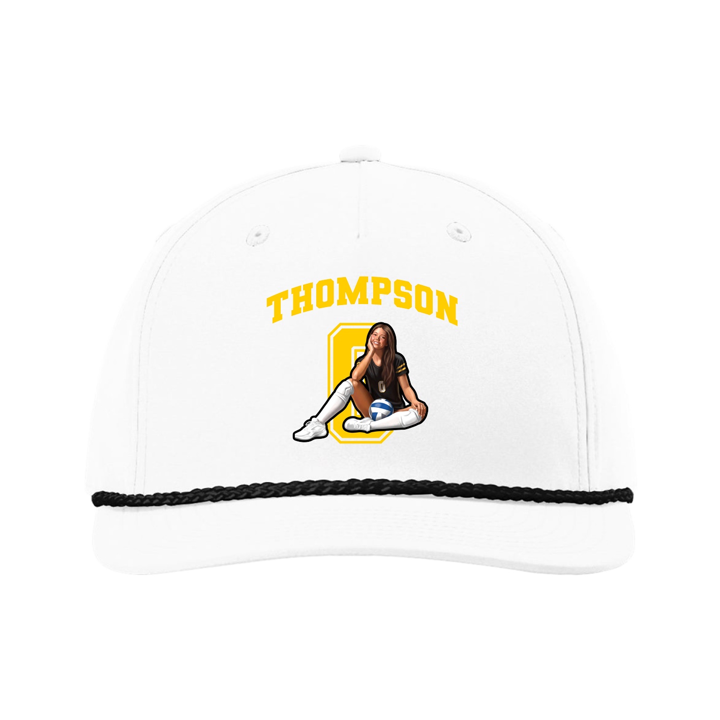 Five-Panel Classic Rope Cap — Number in White