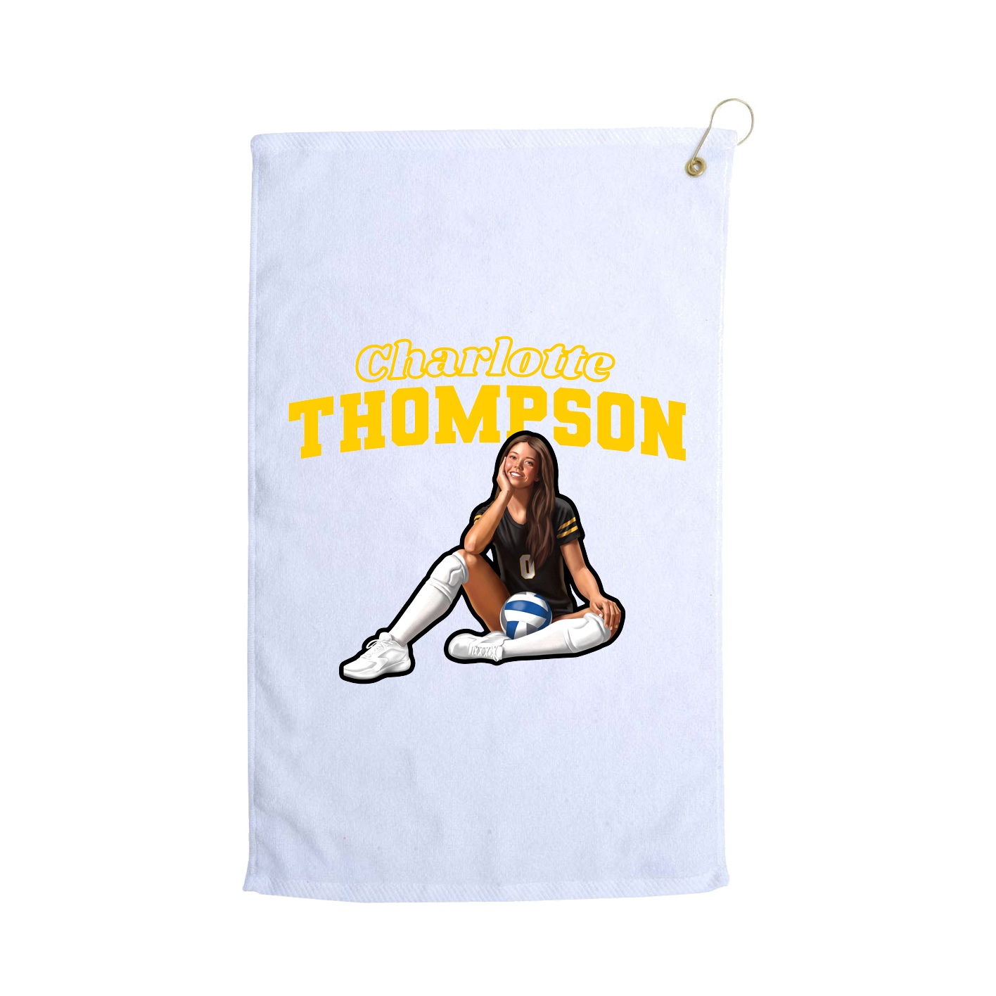 Golf Towel — Name Arch in White
