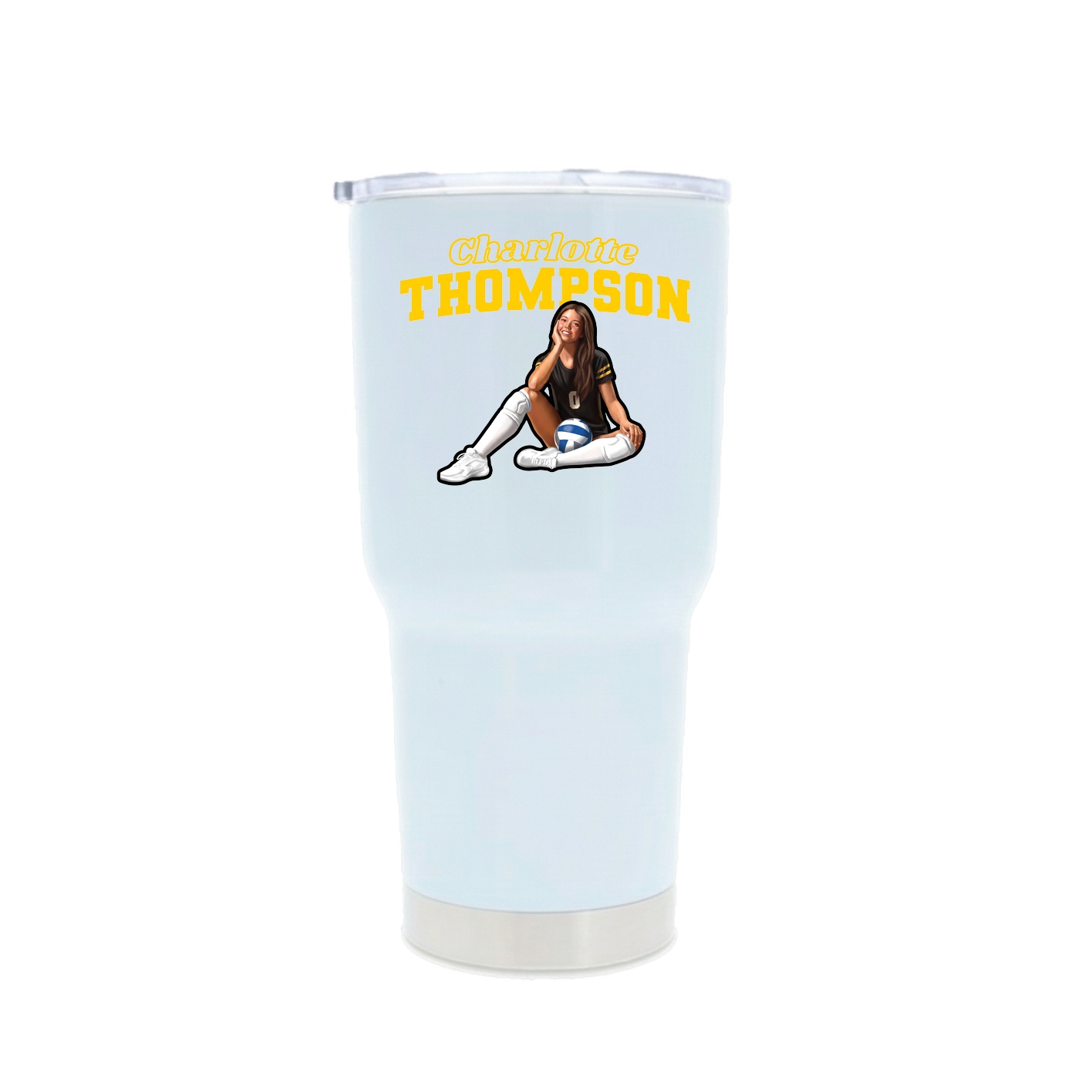 30oz Stainless Steel Tumbler — Name Arch in White