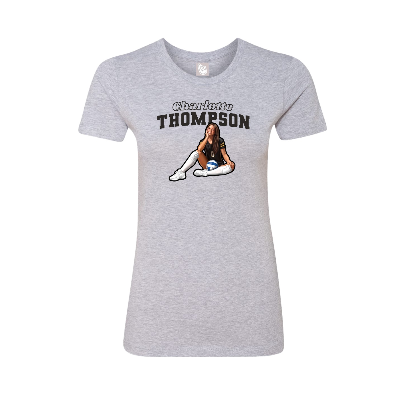 Fitted Women's Tee — Name Arch in Grey