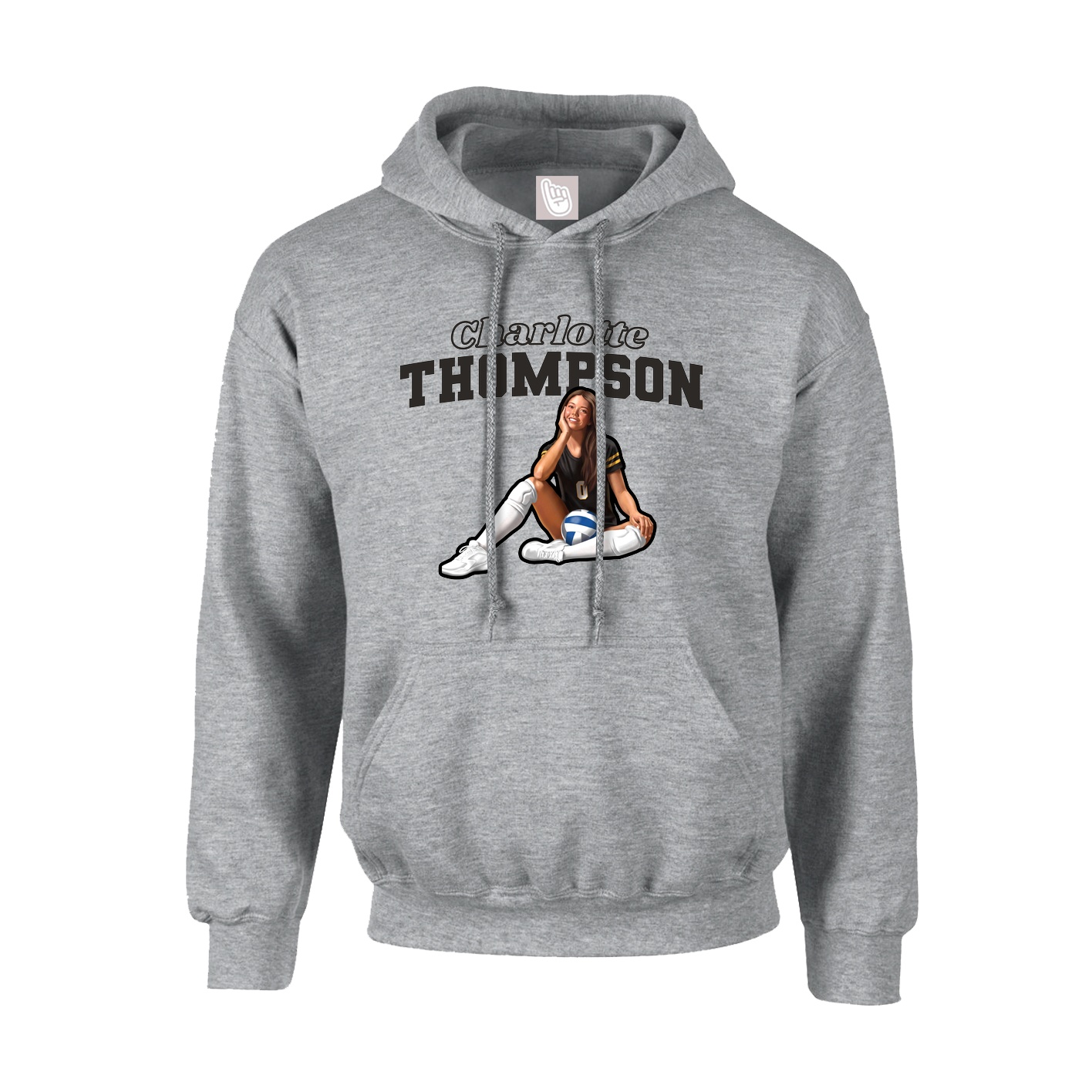 Hoodie — Name Arch in Grey
