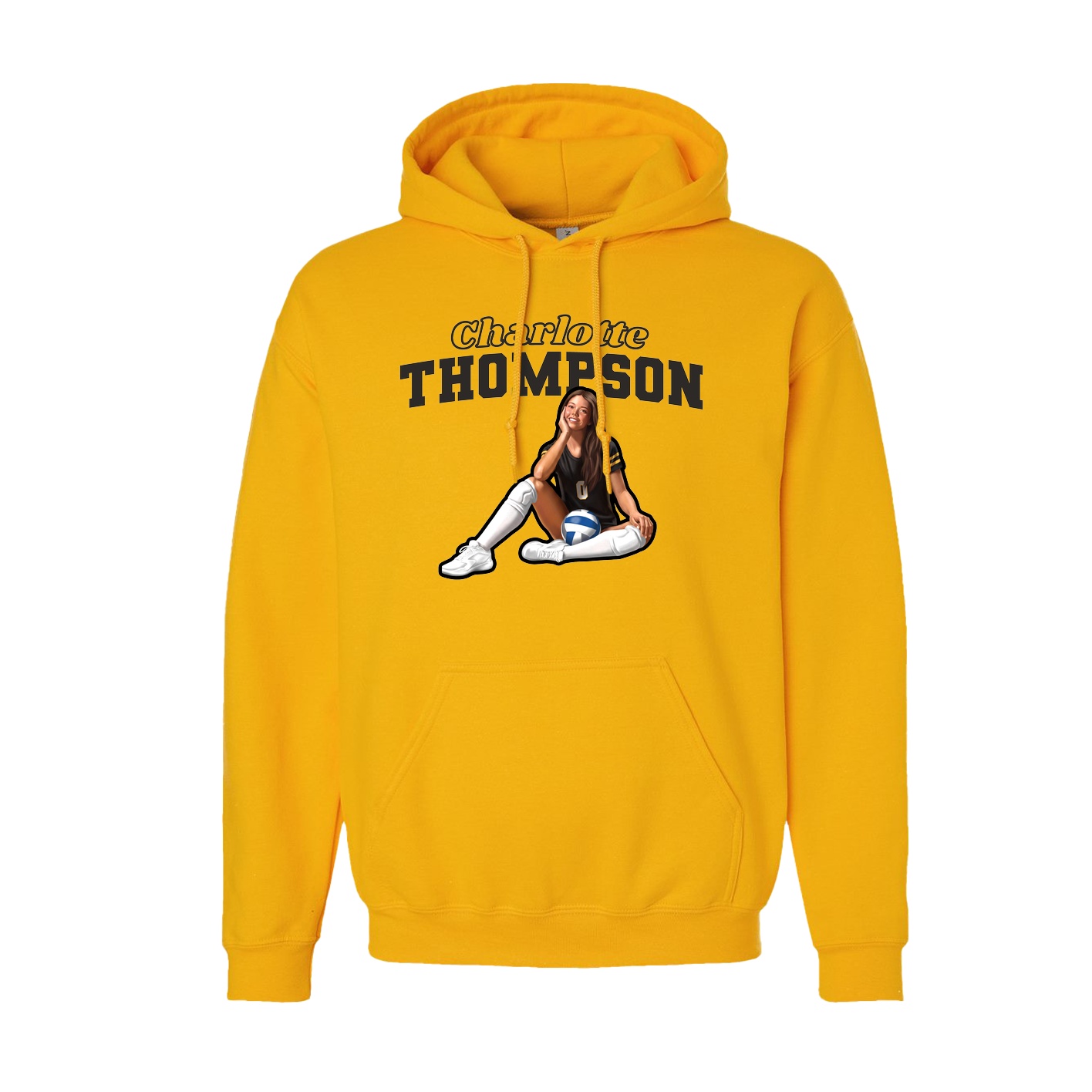 Youth Hoodie — Name Arch in Gold