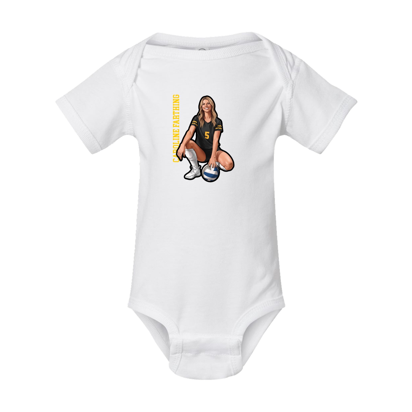Baby Onesie — Name Vertical in White