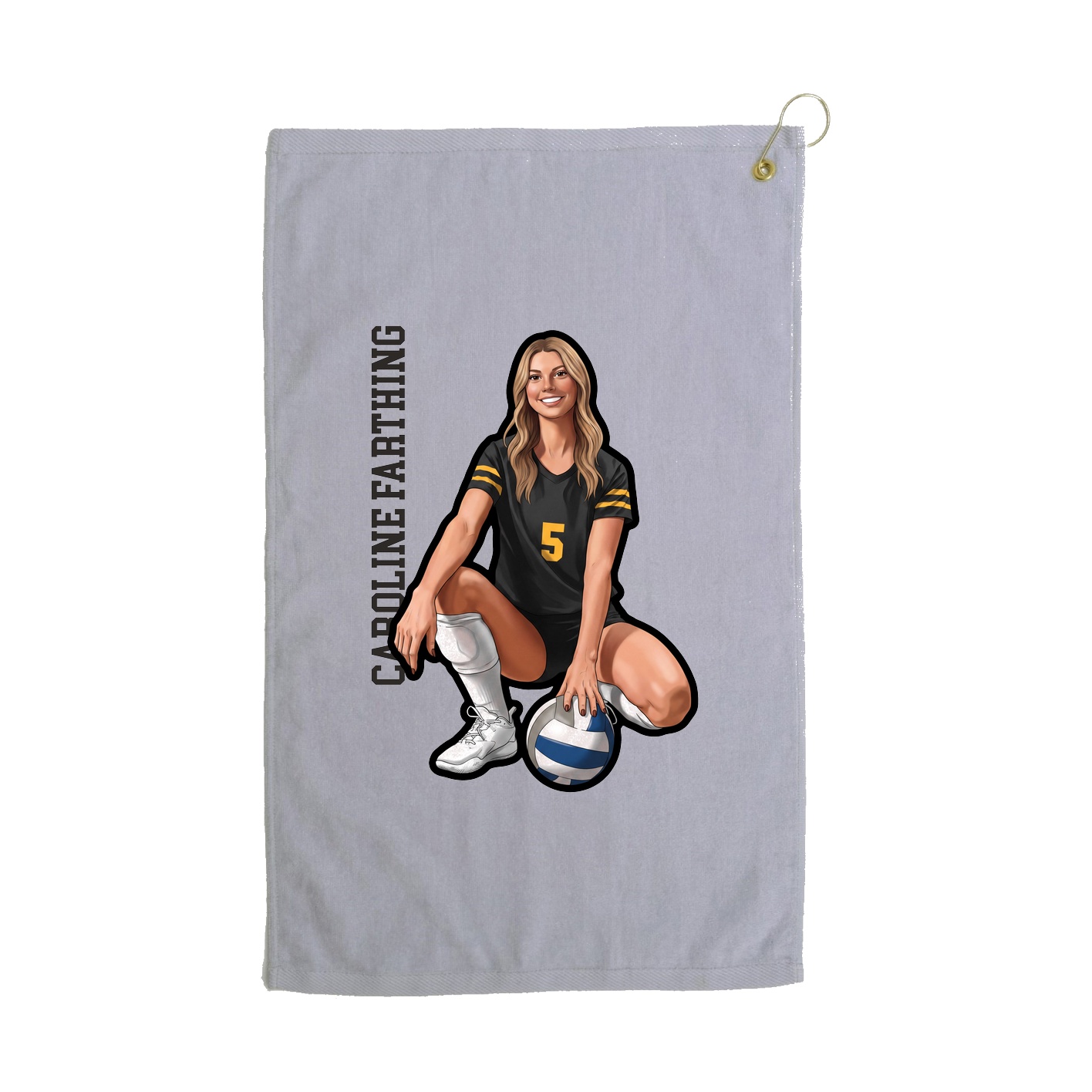 Golf Towel — Name Vertical in Grey