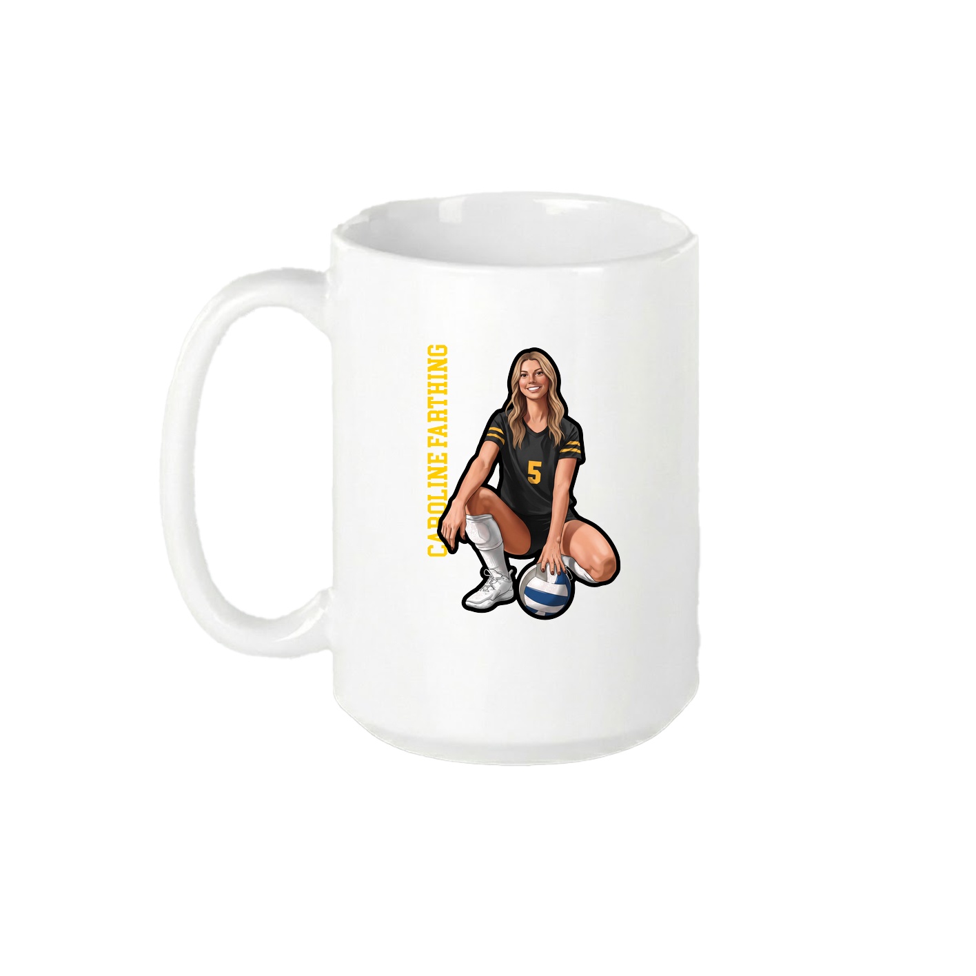 15oz Coffee Mug — Name Vertical in White