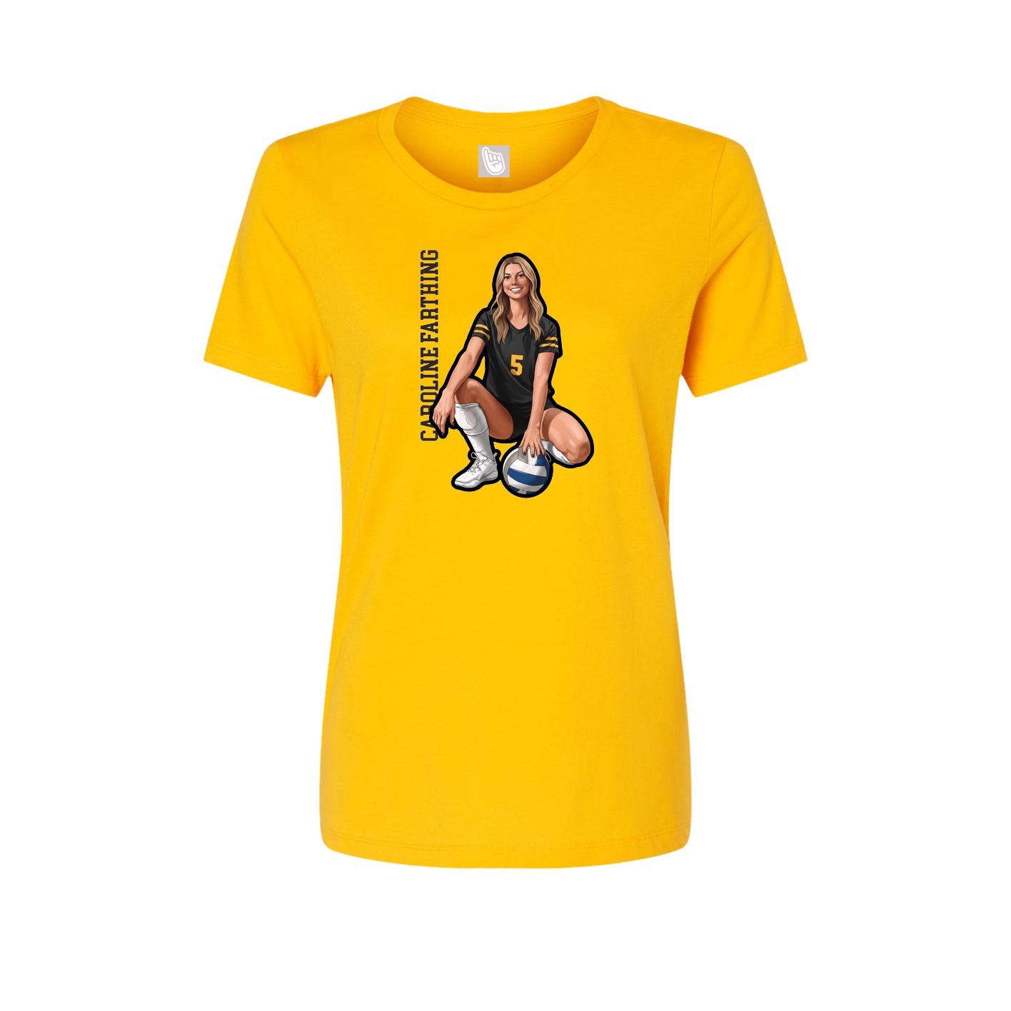 Fitted Women's Tee — Name Vertical in Gold
