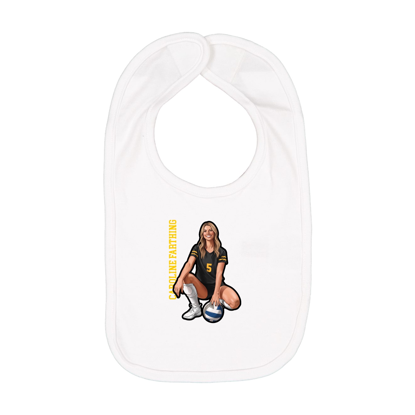 Infant Bib — Name Vertical in White