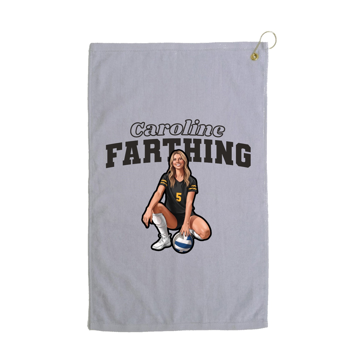 Golf Towel — Name Arch in Grey