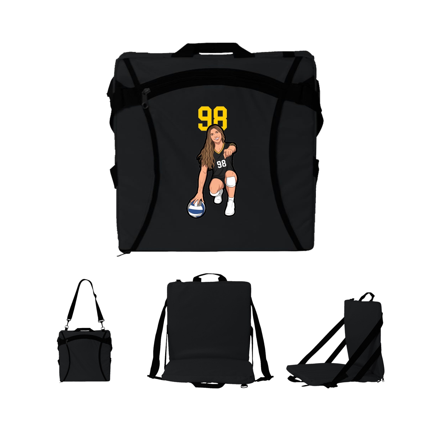 Folding Stadium Seat — Number Top in Black
