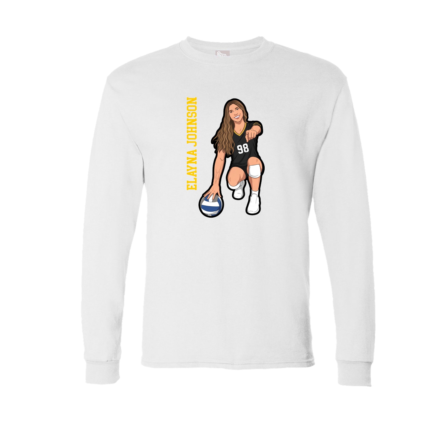 Long Sleeve Tee — Name Vertical in White