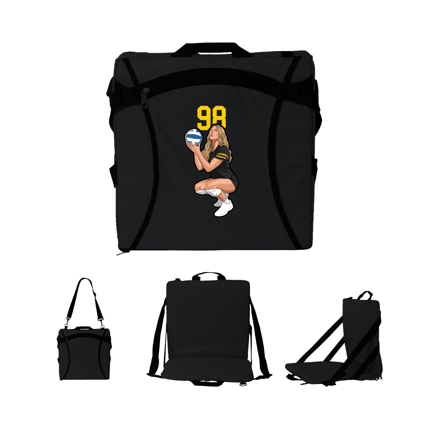 Folding Stadium Seat — Number Top in Black