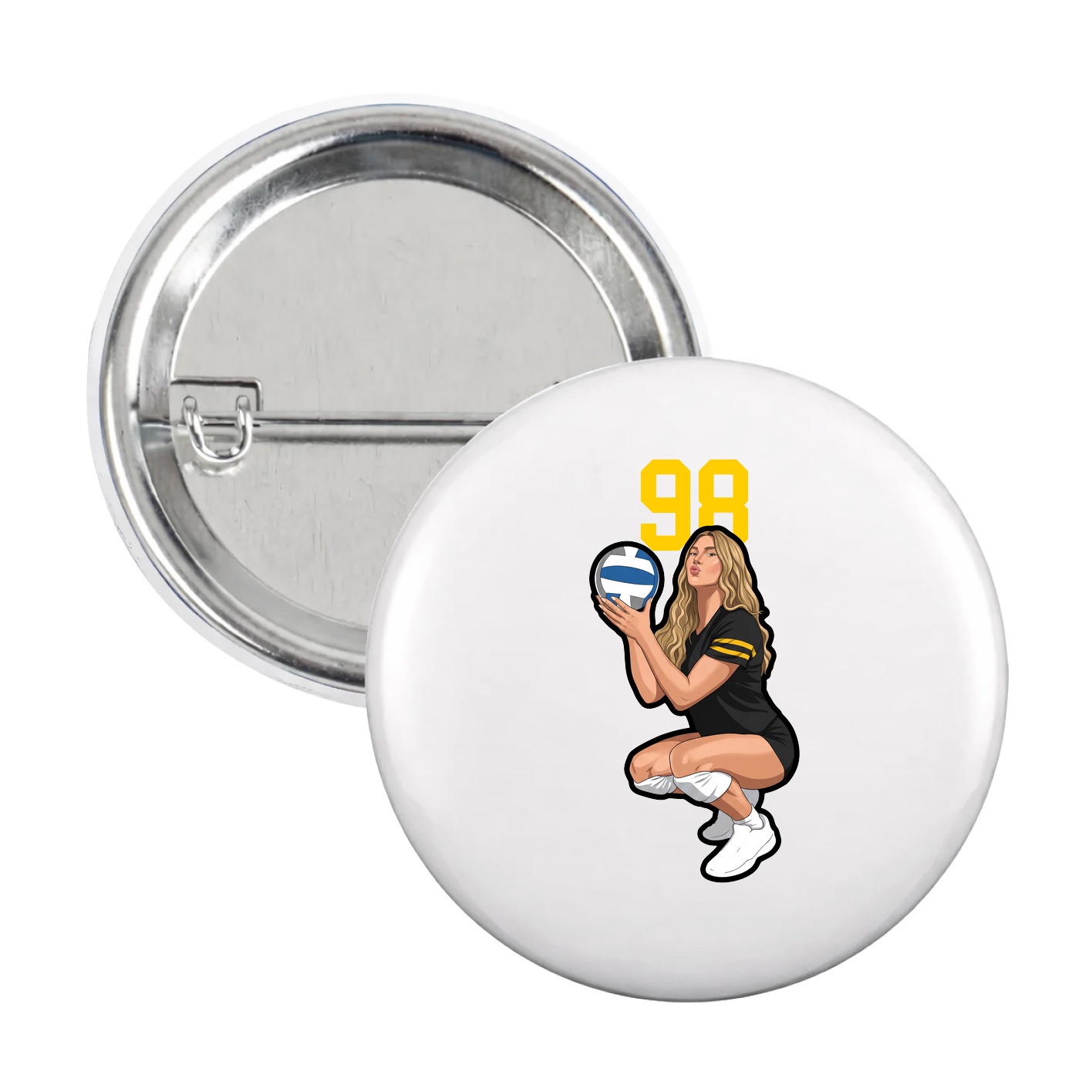 Game Day Button — Number Top in White