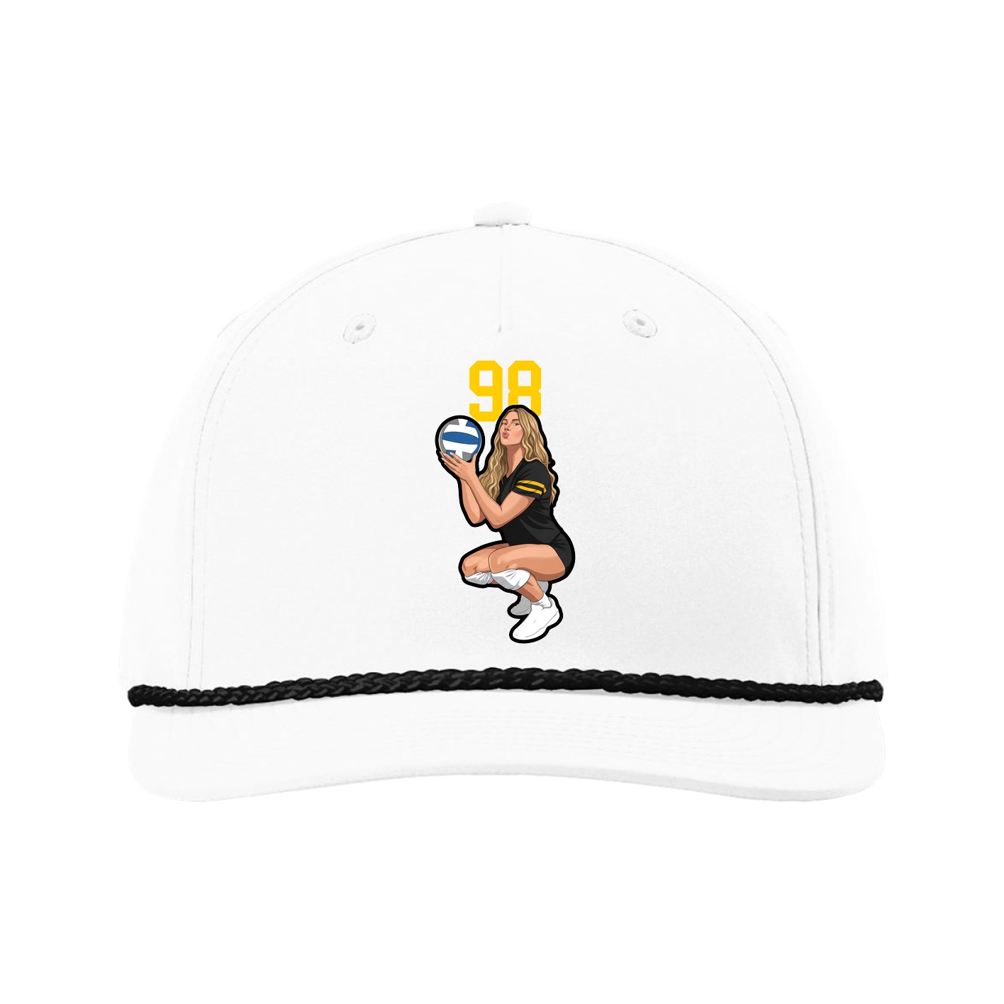 Five-Panel Classic Rope Cap — Number Top in White