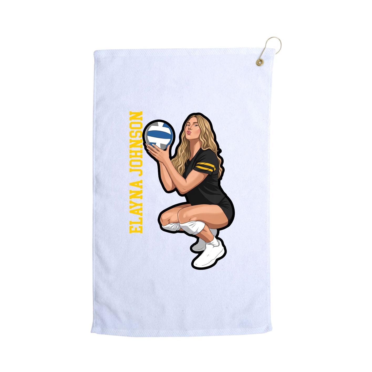 Golf Towel — Name Vertical in White