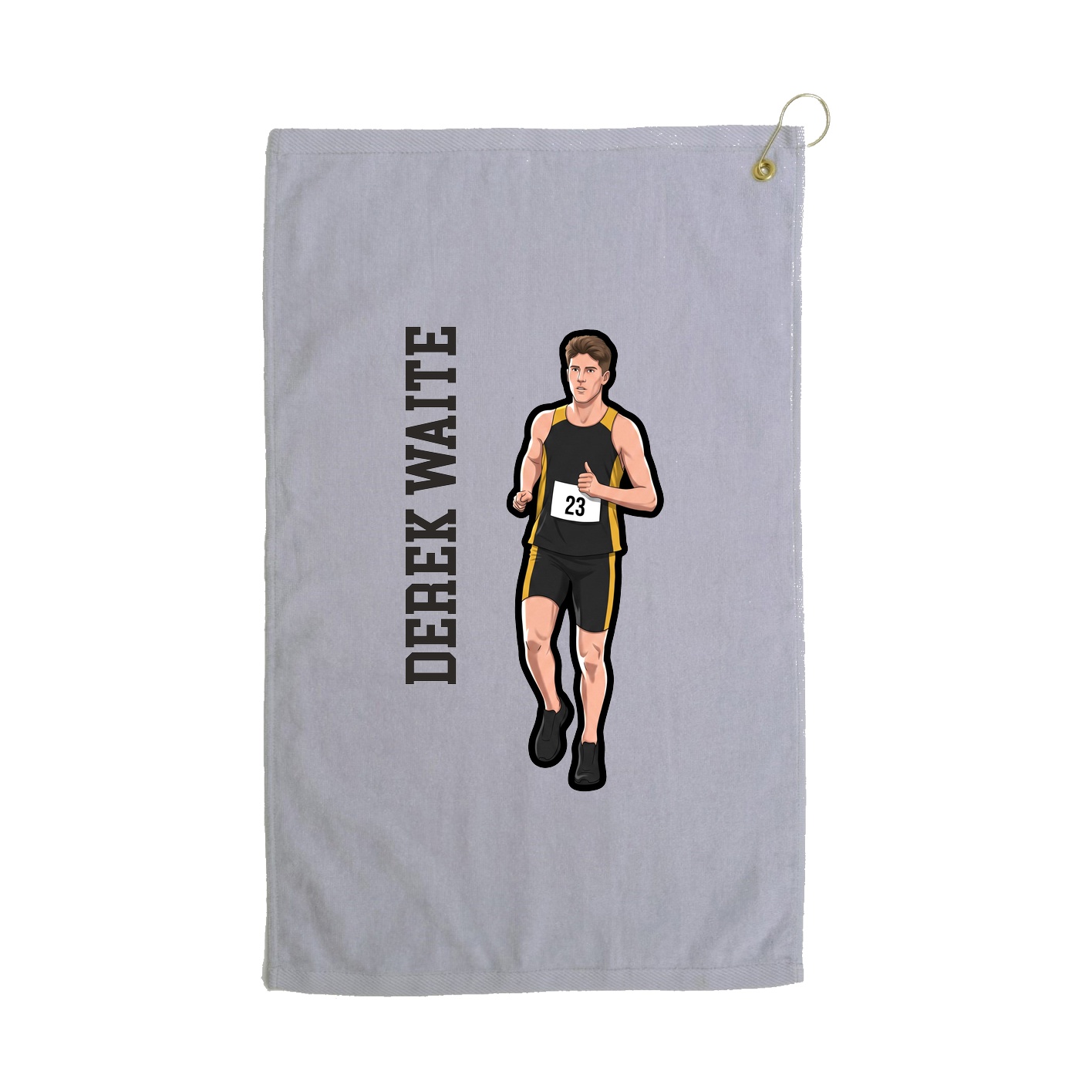 Golf Towel — Name Vertical in Grey