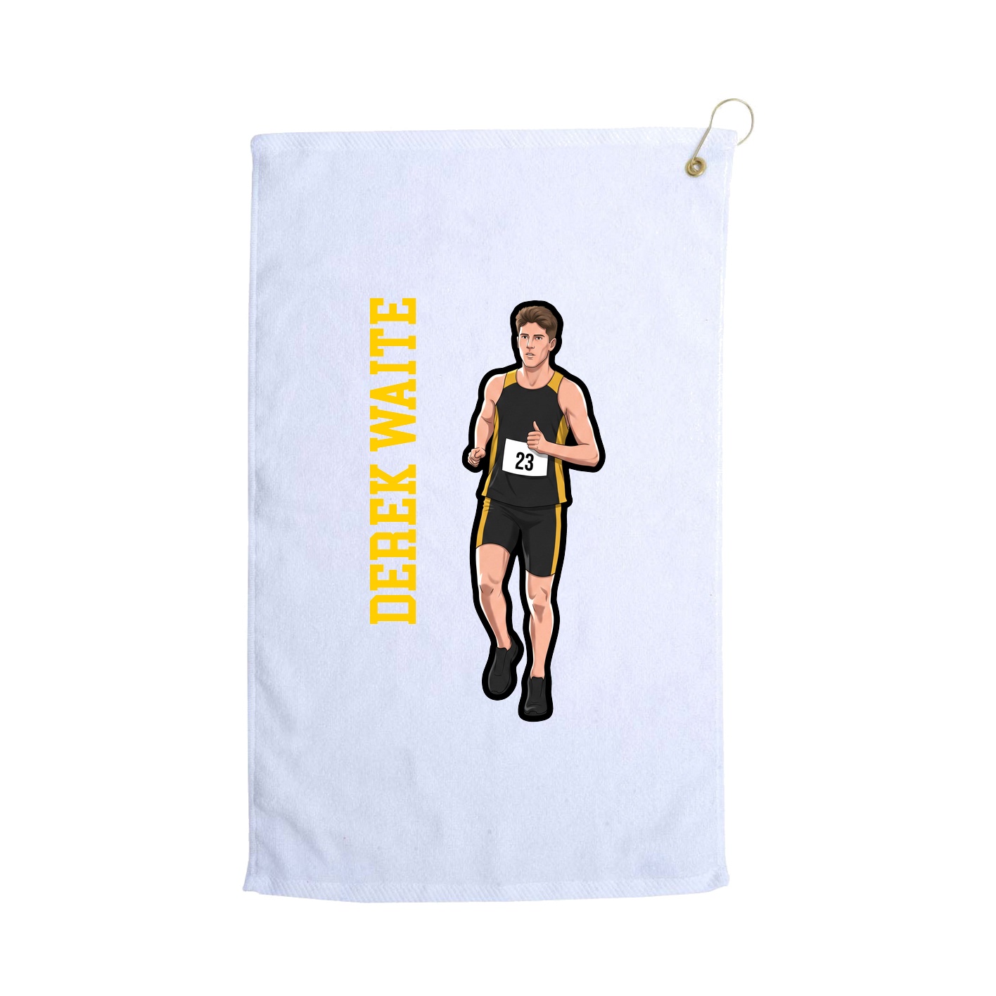 Golf Towel — Name Vertical in White