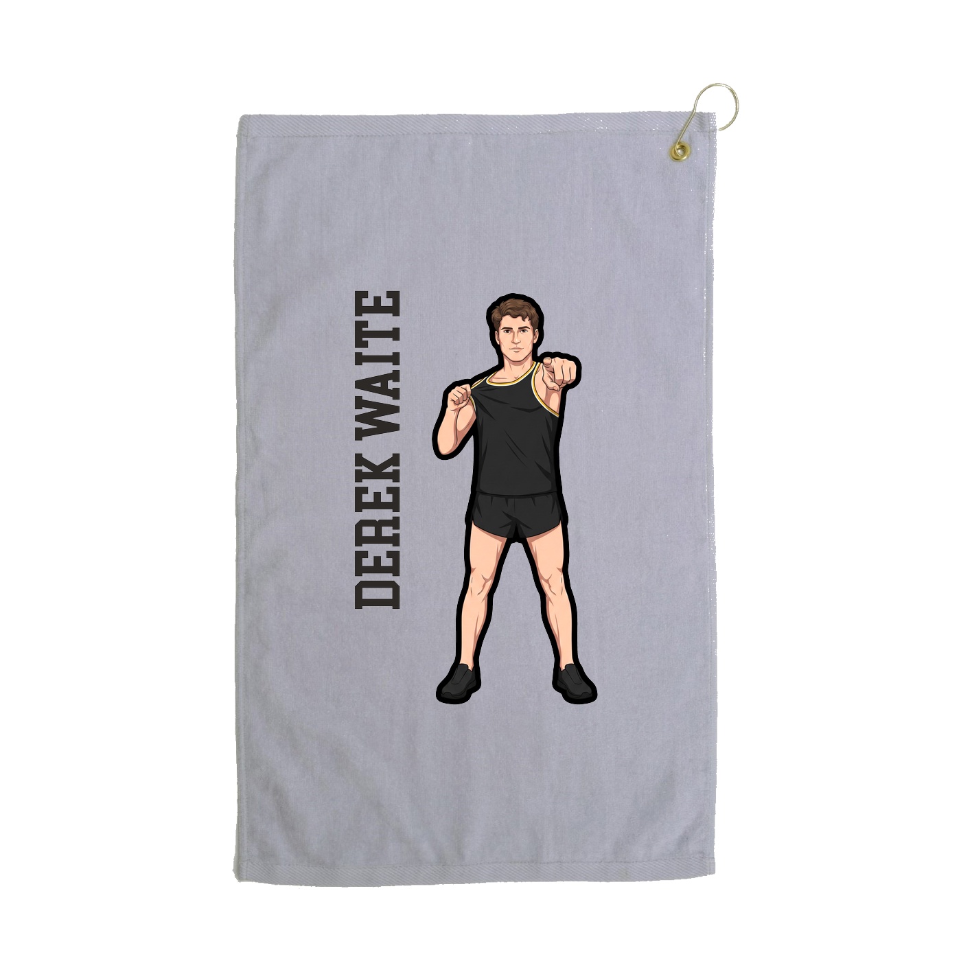 Golf Towel — Name Vertical in Grey