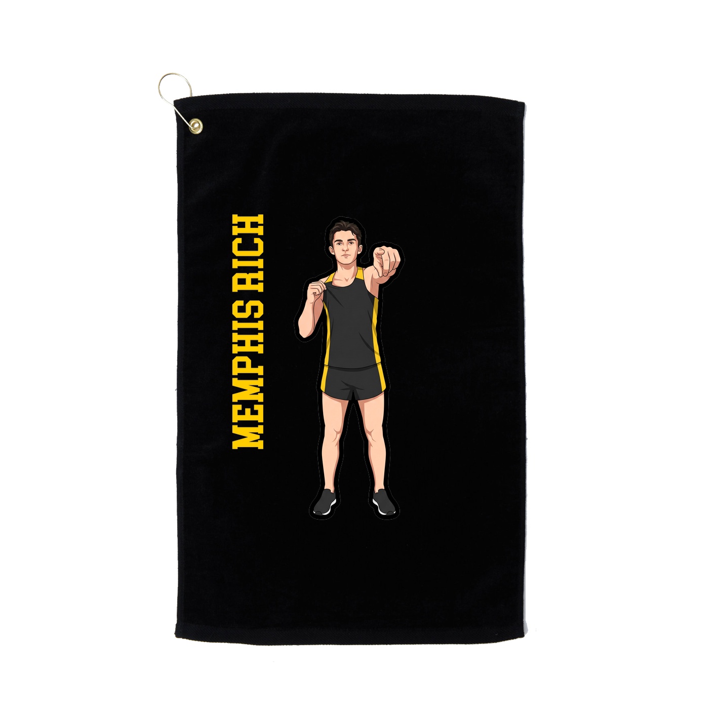 Golf Towel — Name Vertical in Black