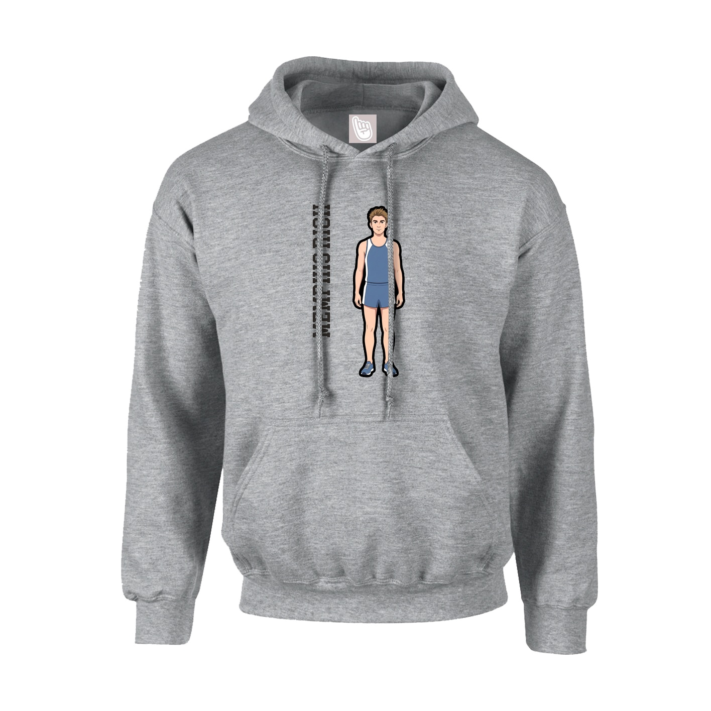 Youth Hoodie — Name Vertical in Grey